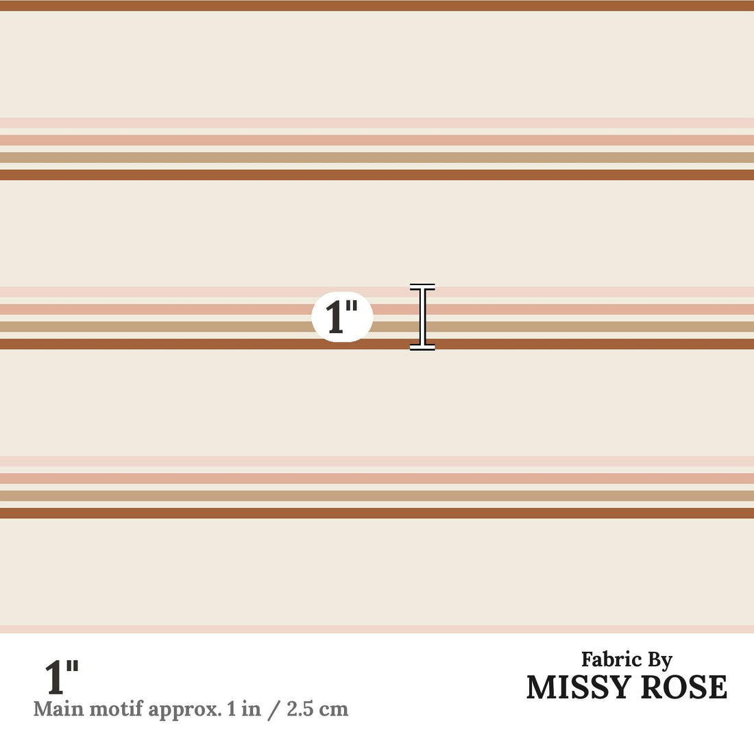 Indy Bloom Fabric Flower Child Sunset stripes 09 1 inch print scale guide | Fabric by Missy Rose