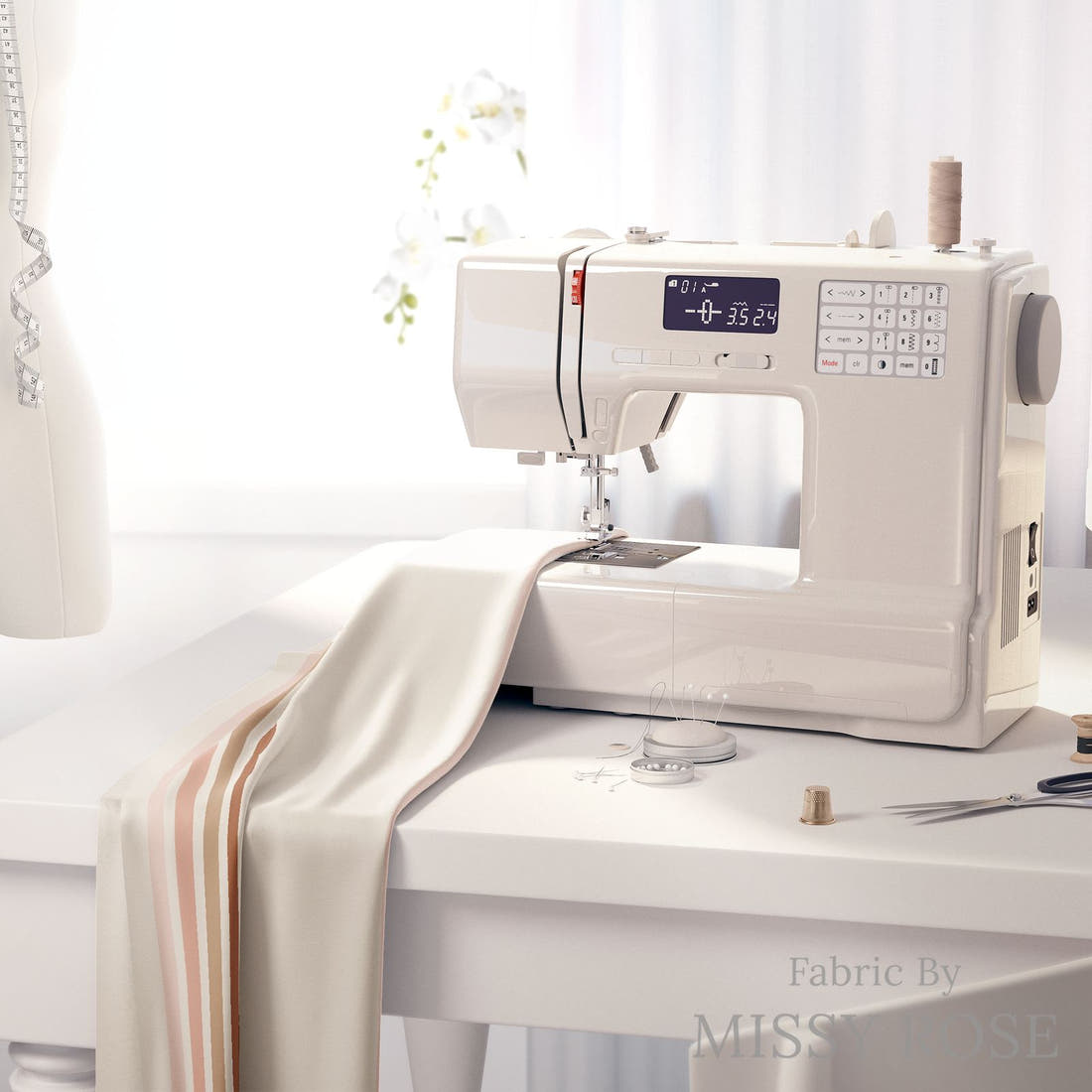 Indy Bloom Fabric Flower Child Sunset stripes 09 fabric on a sewing machine - sew your own | Fabric by Missy Rose