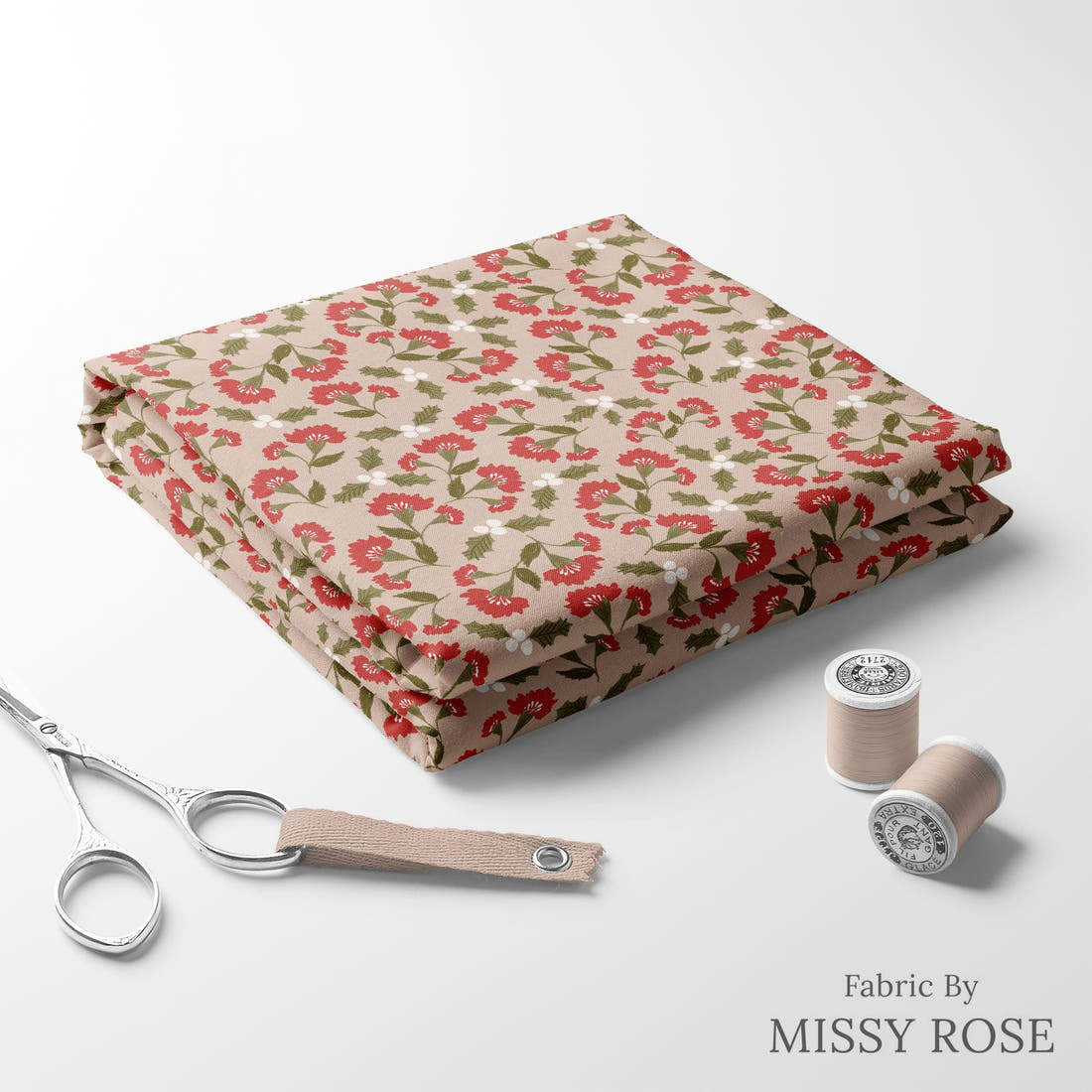 Indy Bloom Fabric Frosty and Bright Bloom 05 folded fabric stack with matching thread - pre-order fabric Australia | Fabric by Missy Rose