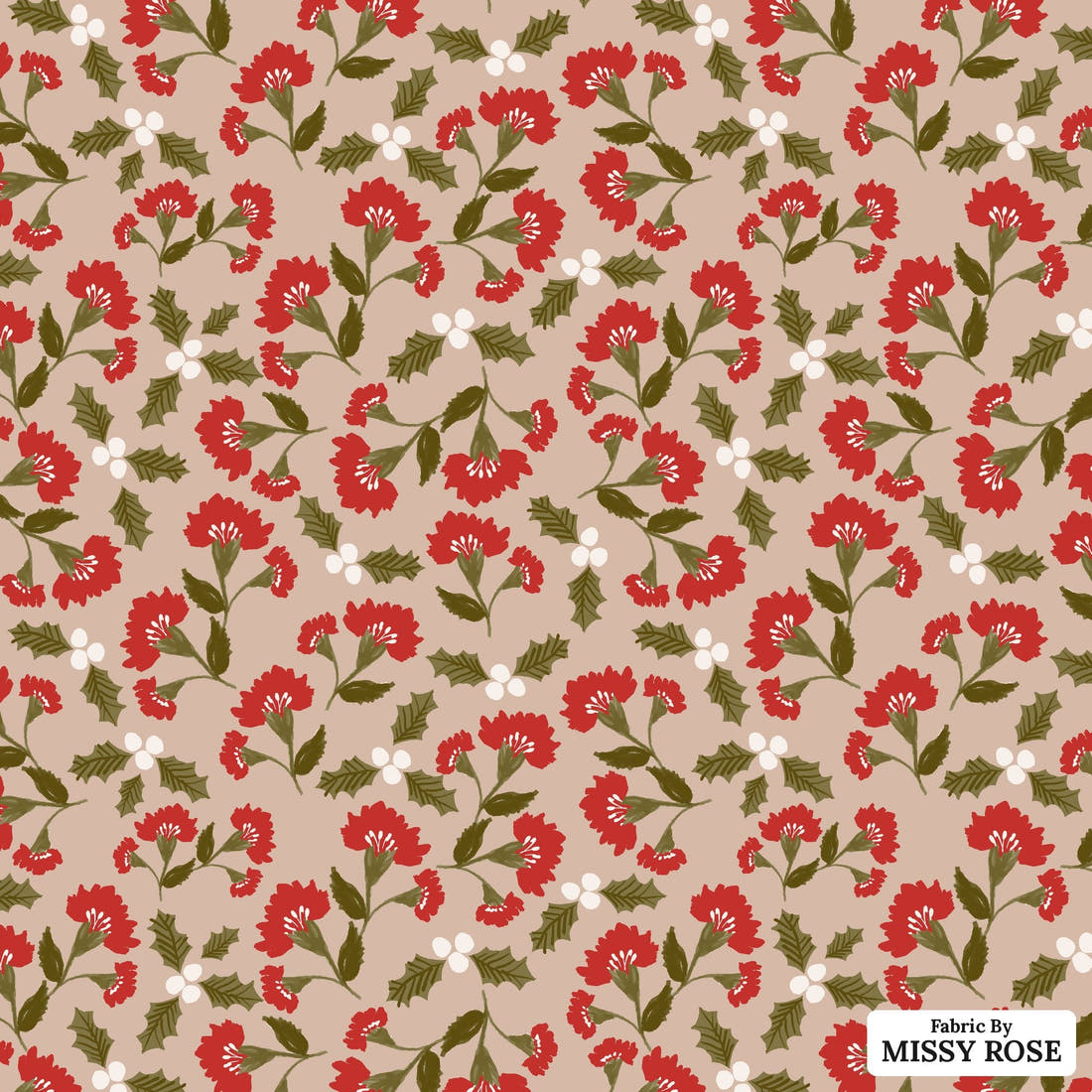 Indy Bloom Fabric Frosty and Bright Bloom 05 flat view of the printed design | Fabric by Missy Rose