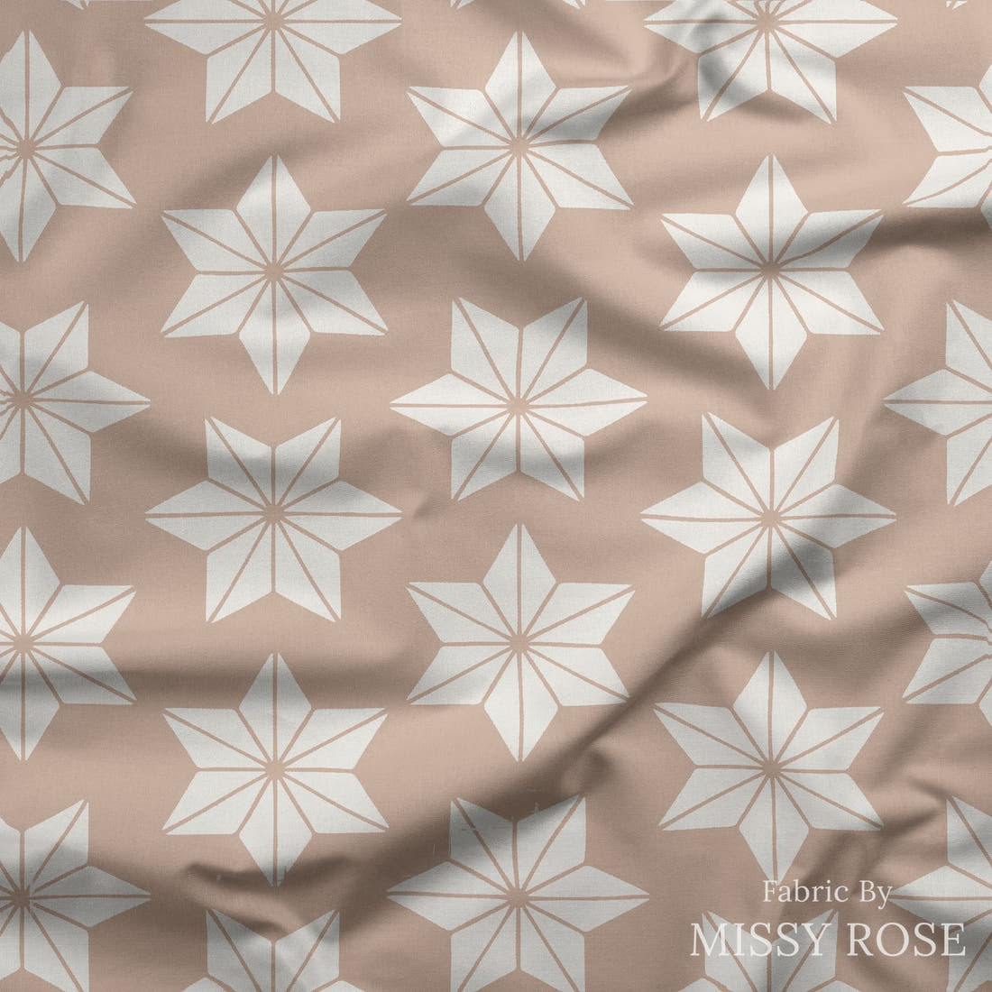 Indy Bloom Fabric Frosty and Bright Mauve Stars 09 draped fabric mockup - custom printed fabric by the metre | Fabric by Missy Rose