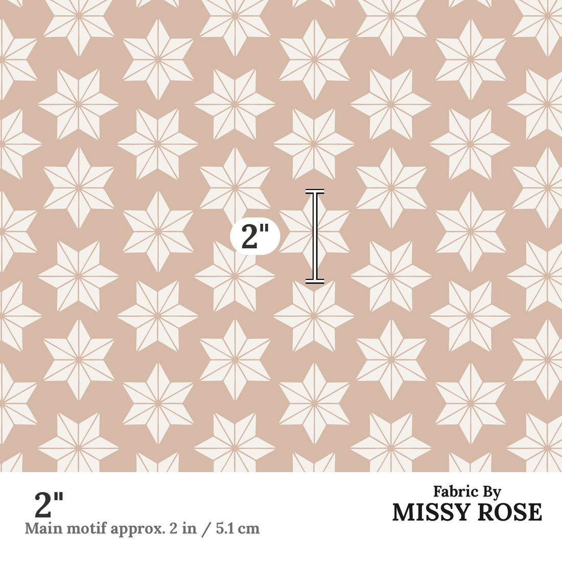 Indy Bloom Fabric Frosty and Bright Mauve Stars 09 2 inch print scale guide | Fabric by Missy Rose