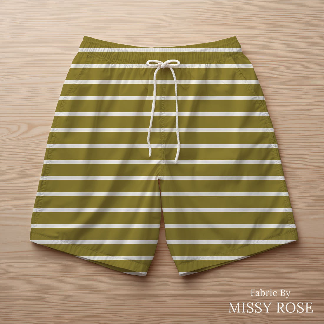 Indy Bloom Fabric Frosty and Bright Pine Stripes 14 sewn into swim shorts - custom printed fabric | Fabric by Missy Rose