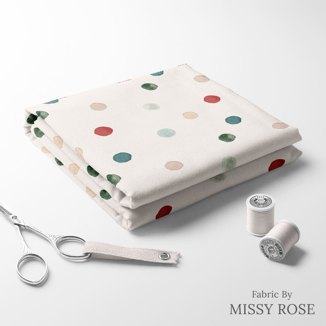 Indy Bloom Fabric Frosty and Bright Polkadot 11 folded fabric stack with matching thread - pre-order fabric Australia | Fabric by Missy Rose