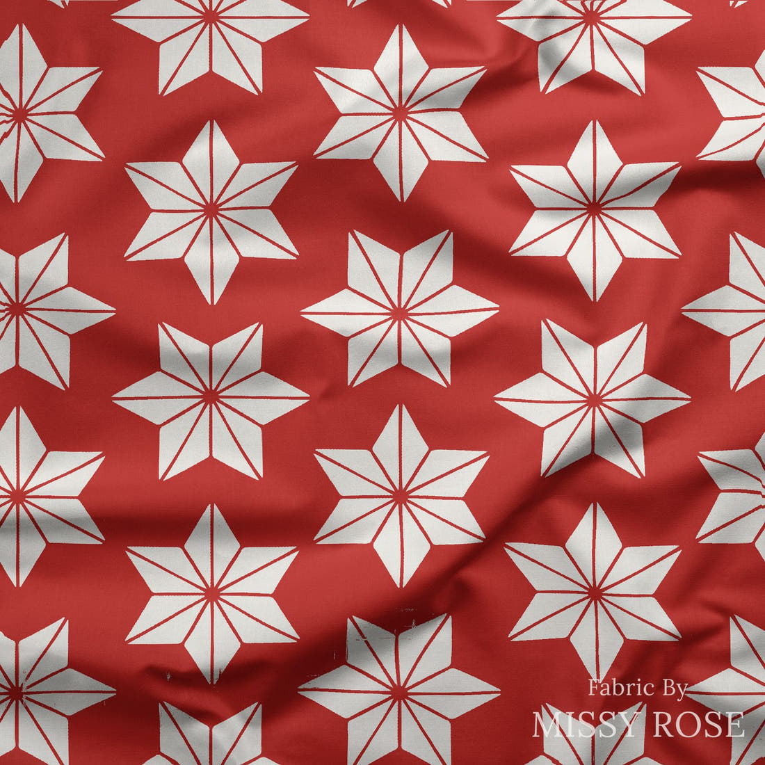 Indy Bloom Fabric Frosty and Bright Stars Cinnamon 08 draped fabric mockup - custom printed fabric by the metre | Fabric by Missy Rose