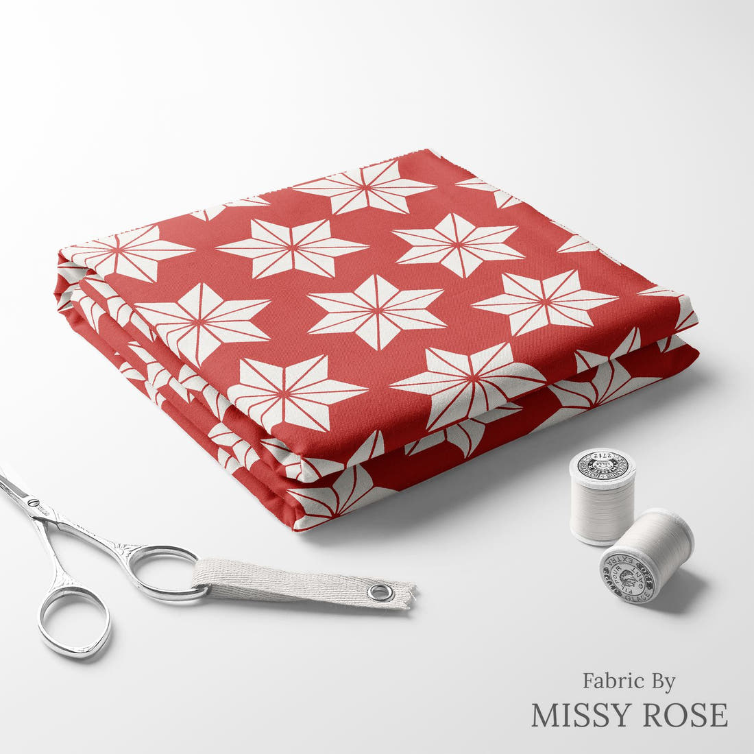 Indy Bloom Fabric Frosty and Bright Stars Cinnamon 08 folded fabric stack with matching thread - pre-order fabric Australia | Fabric by Missy Rose