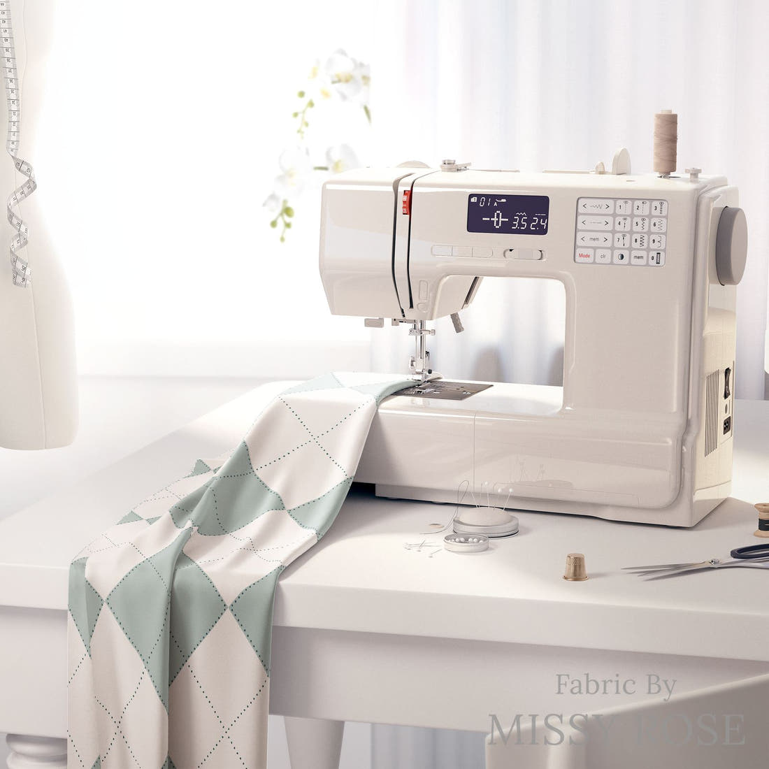 Indy Bloom Fabric Frosty and Bright Sweater 10 fabric on a sewing machine - sew your own | Fabric by Missy Rose