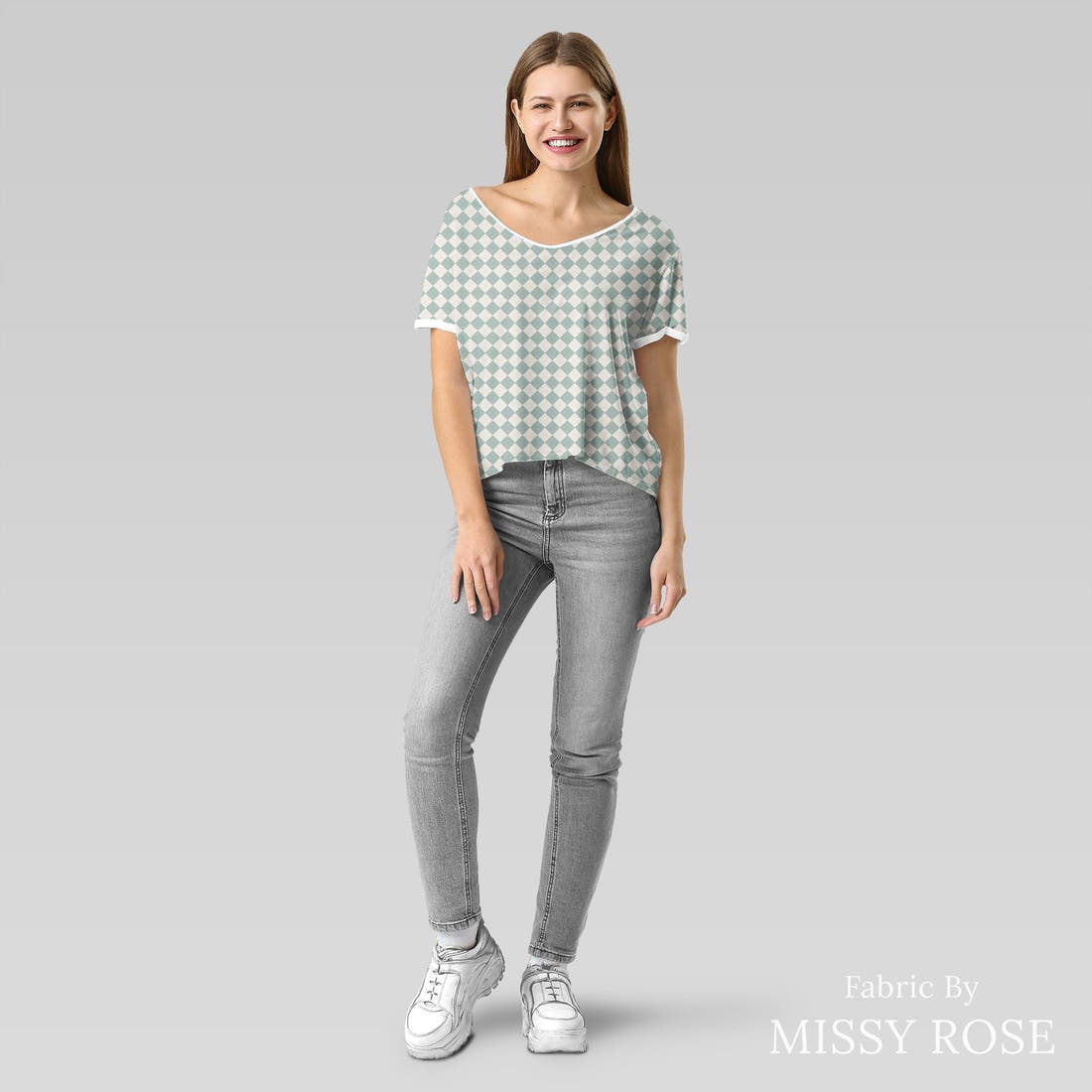 Indy Bloom Fabric Frosty and Bright Sweater 10 sewn into an everyday tee - custom printed fabric | Fabric by Missy Rose