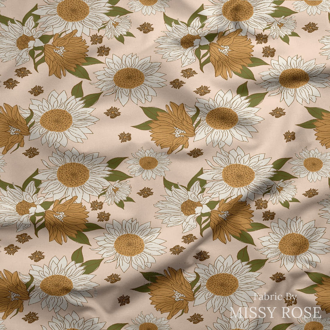 Indy Bloom Fabric Golden Autumn Autumn Blush 03 draped fabric mockup - custom printed fabric by the metre | Fabric by Missy Rose