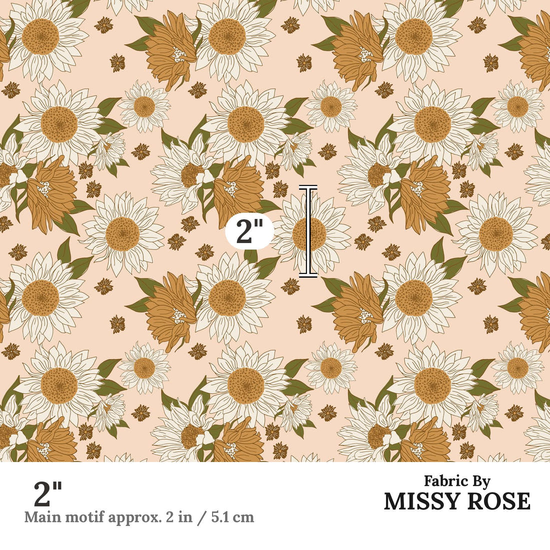 Indy Bloom Fabric Golden Autumn Autumn Blush 03 2 inch print scale guide | Fabric by Missy Rose
