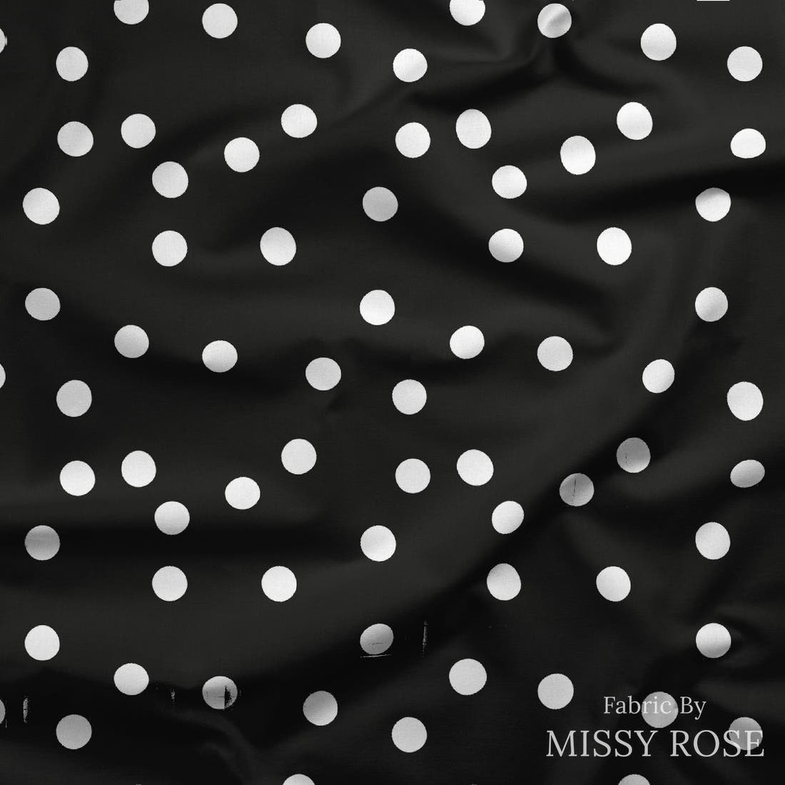 Indy Bloom Fabric Golden Autumn Black Polka 09 draped fabric mockup - custom printed fabric by the metre | Fabric by Missy Rose