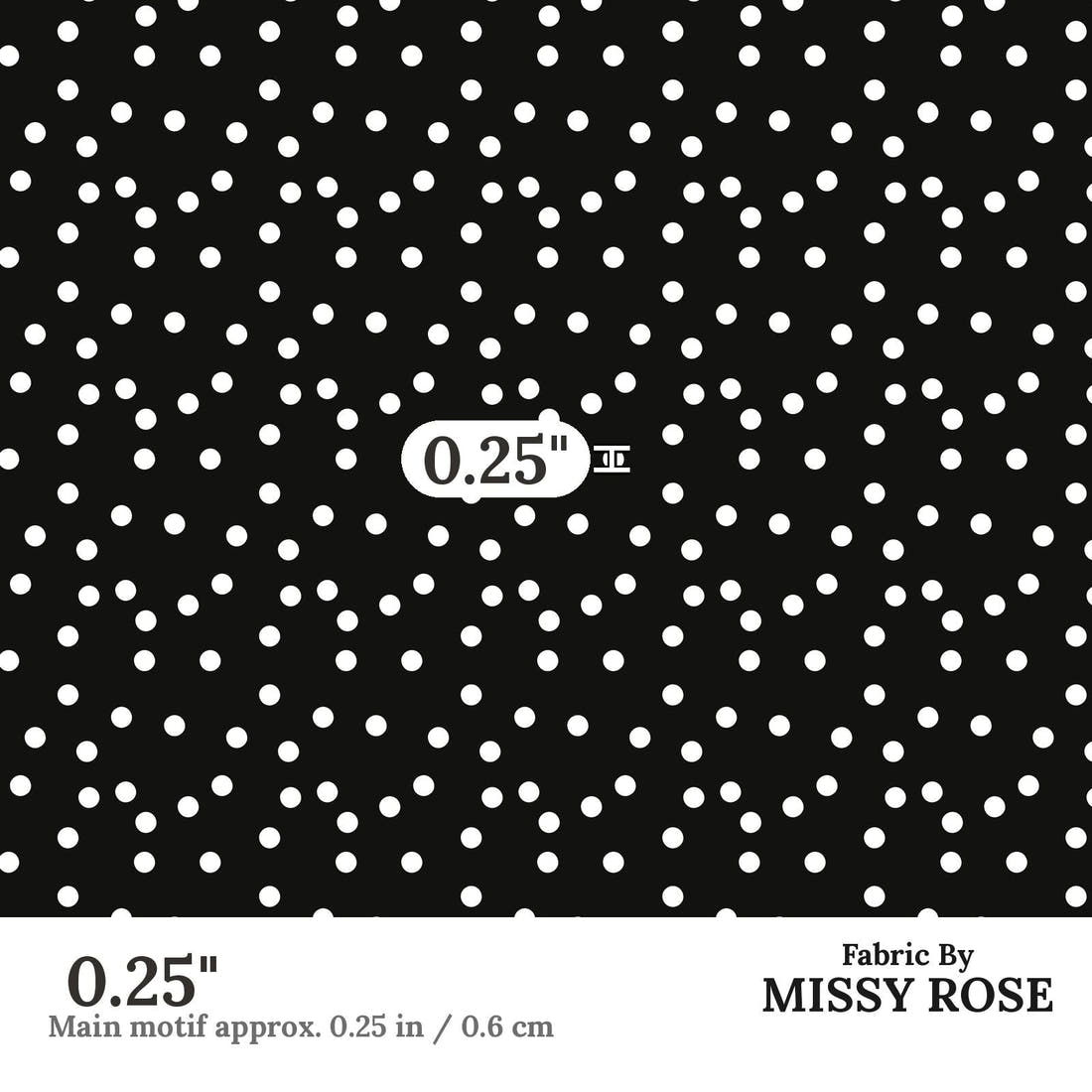 Indy Bloom Fabric Golden Autumn Black Polka 09 0.25 inch print scale guide | Fabric by Missy Rose