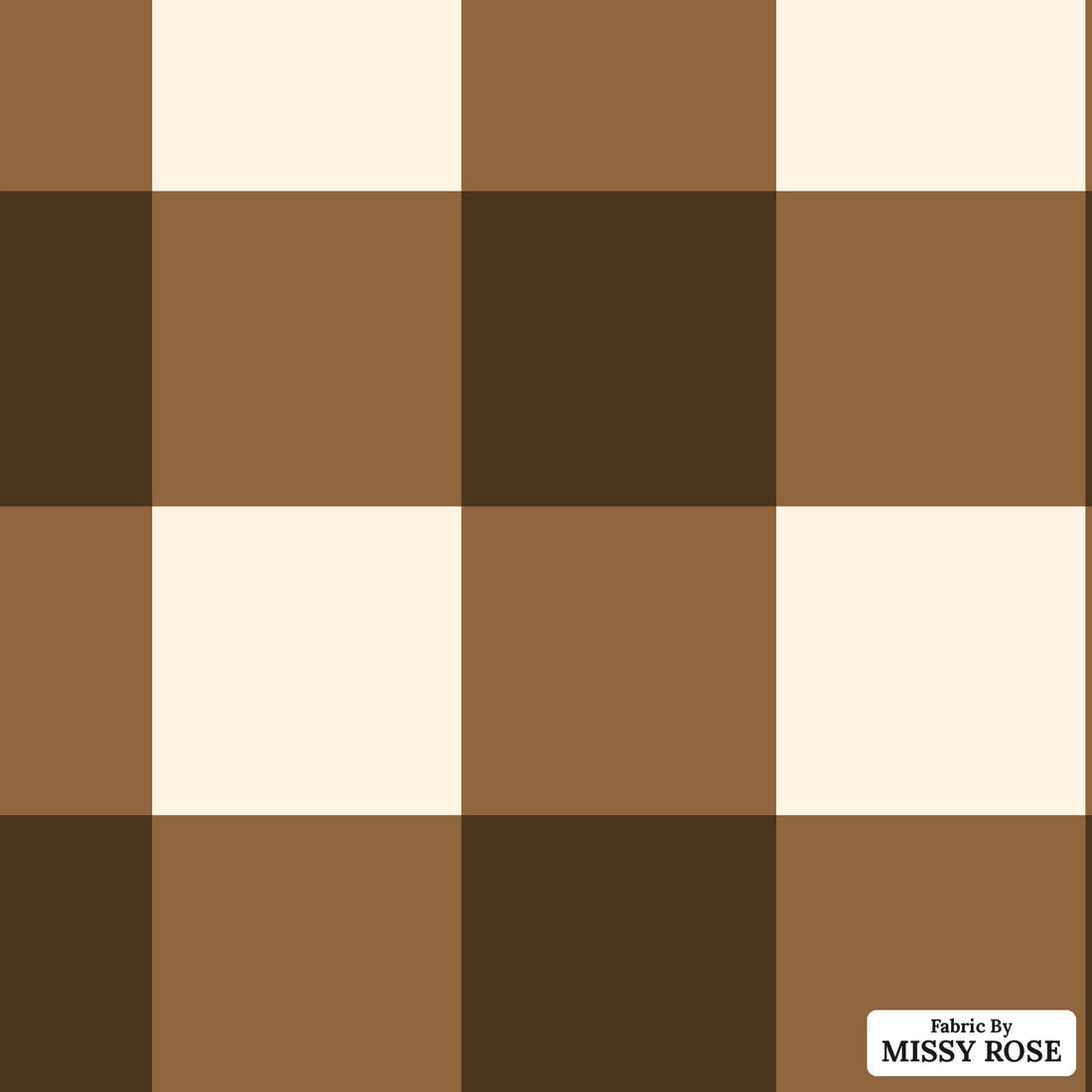 Indy Bloom Fabric Golden Autumn Brown Gingham 04 flat view of the printed design | Fabric by Missy Rose