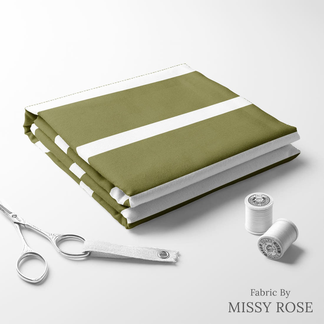 Indy Bloom Fabric Golden Autumn Green Bean 07 folded fabric stack with matching thread - pre-order fabric Australia | Fabric by Missy Rose