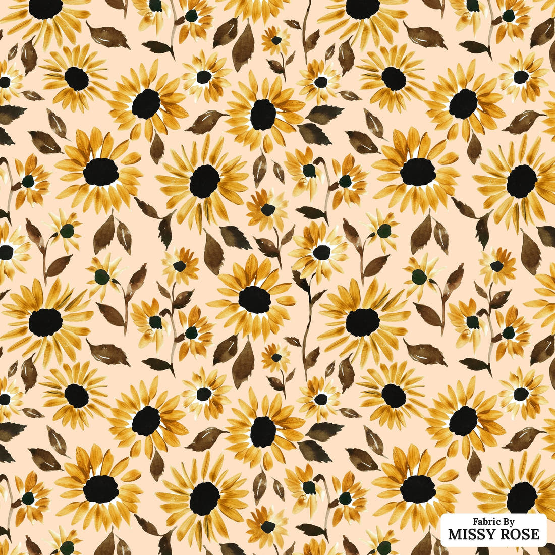 Indy Bloom Fabric Golden Autumn Sunset Sunflower 02 flat view of the printed design | Fabric by Missy Rose