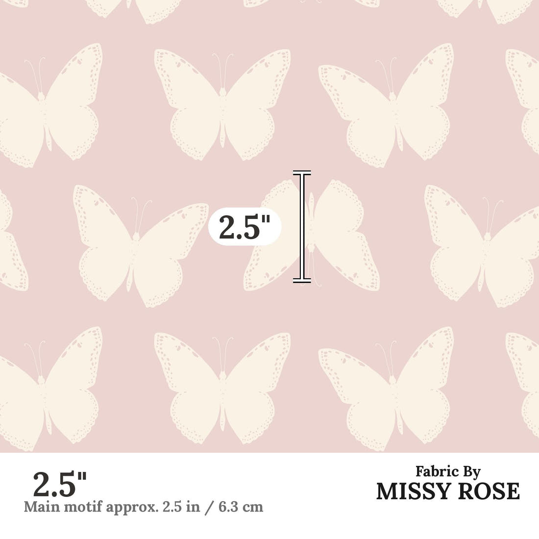 Indy Bloom Fabric Golden Girl Butterflies in Lavender 07 2.5 inch print scale guide | Fabric by Missy Rose