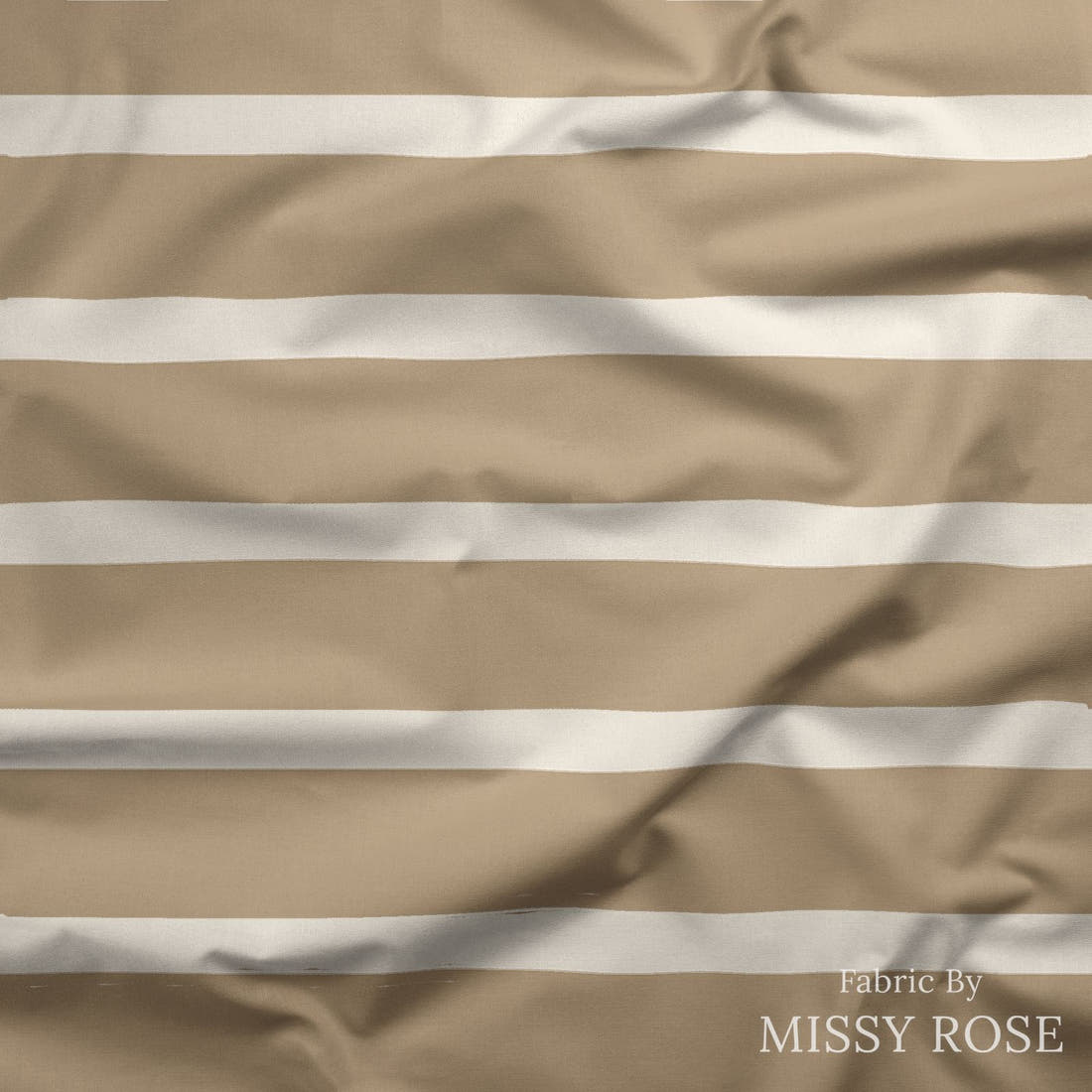 Indy Bloom Fabric Golden Girl Stripe in Taupe 12 draped fabric mockup - custom printed fabric by the metre | Fabric by Missy Rose
