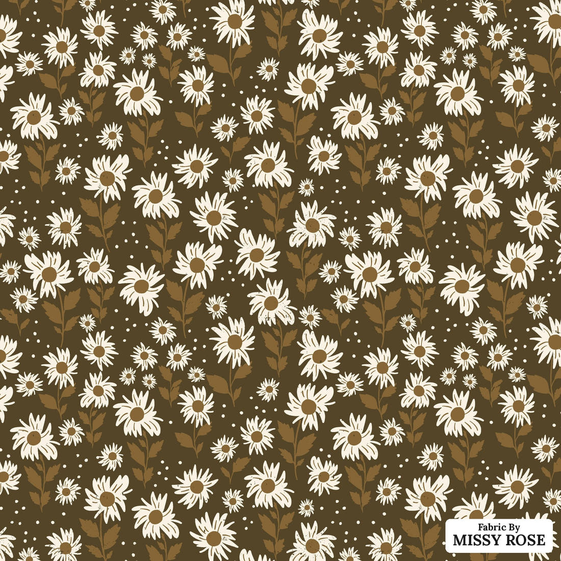Indy Bloom Fabric Golden Girl Sunflowers in Chocolate 03 flat view of the printed design | Fabric by Missy Rose