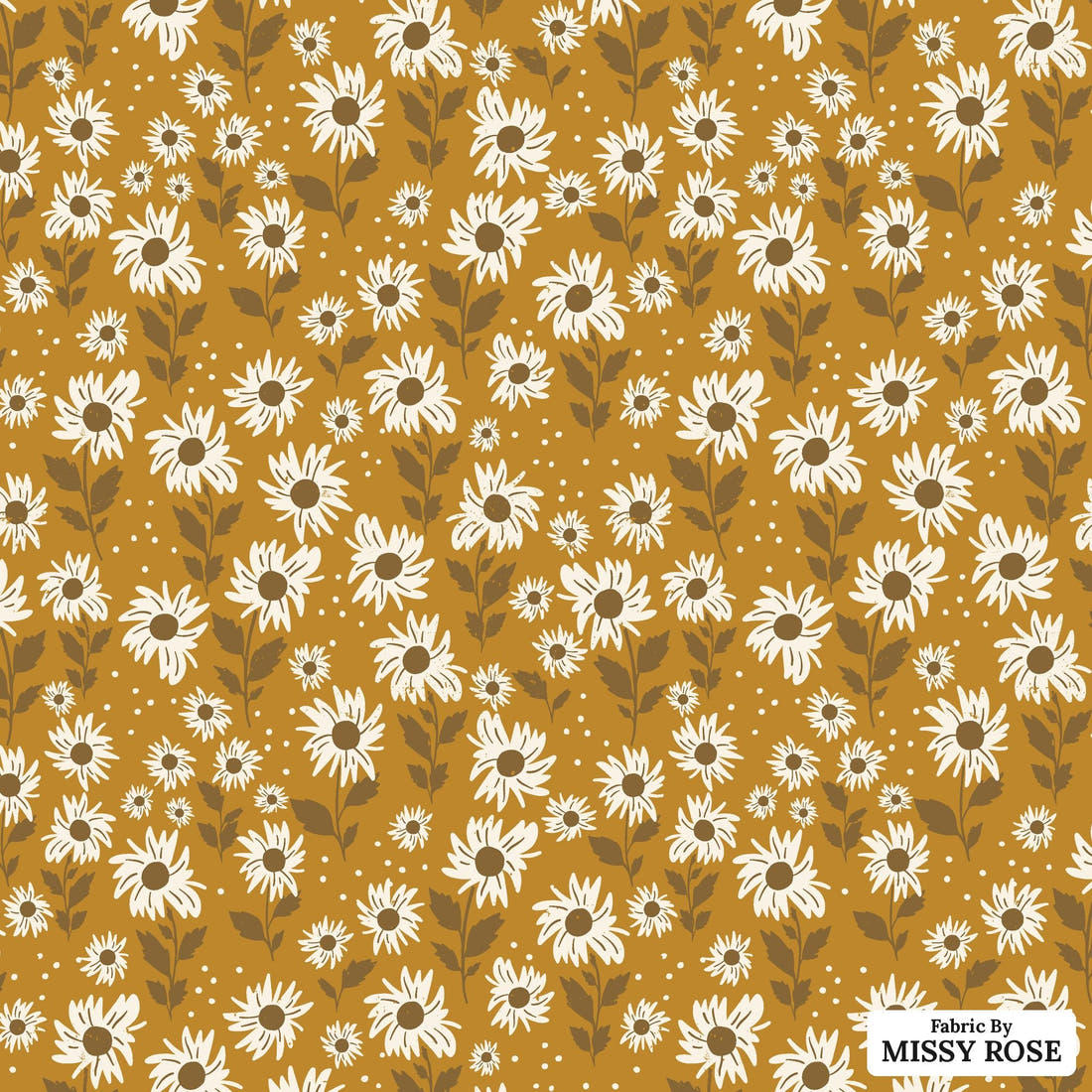 Indy Bloom Fabric Golden Girl Sunflowers in Golden 05 flat view of the printed design | Fabric by Missy Rose