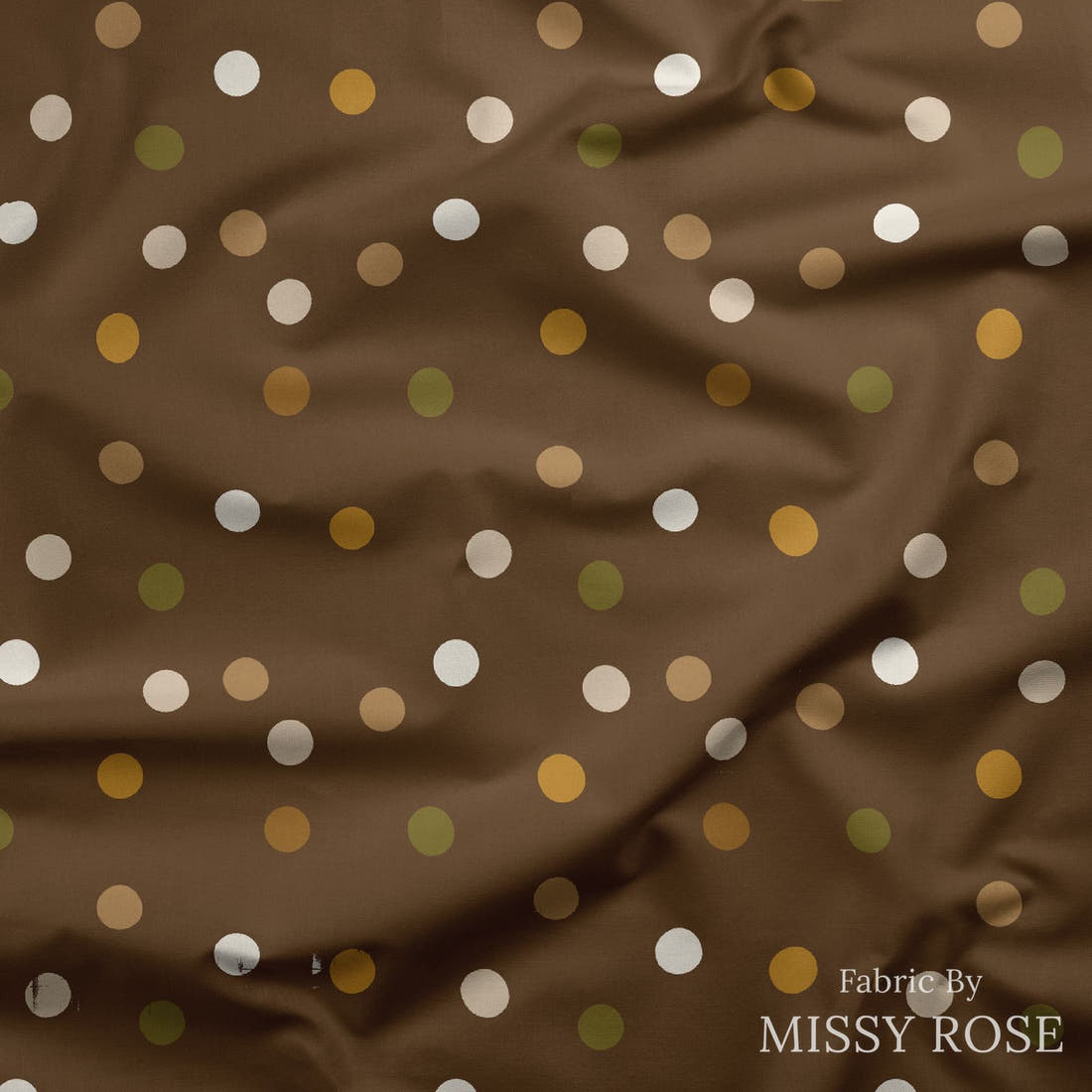 Indy Bloom Fabric Grandmas Garden Autumn Polka 21 draped fabric mockup - custom printed fabric by the metre | Fabric by Missy Rose