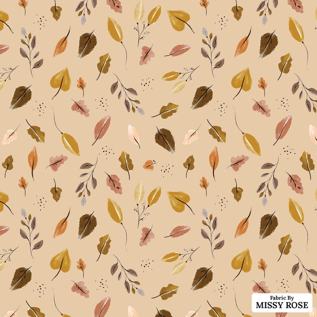 Indy Bloom Fabric Grandmas Garden Blush Leaves 05 flat view of the printed design | Fabric by Missy Rose