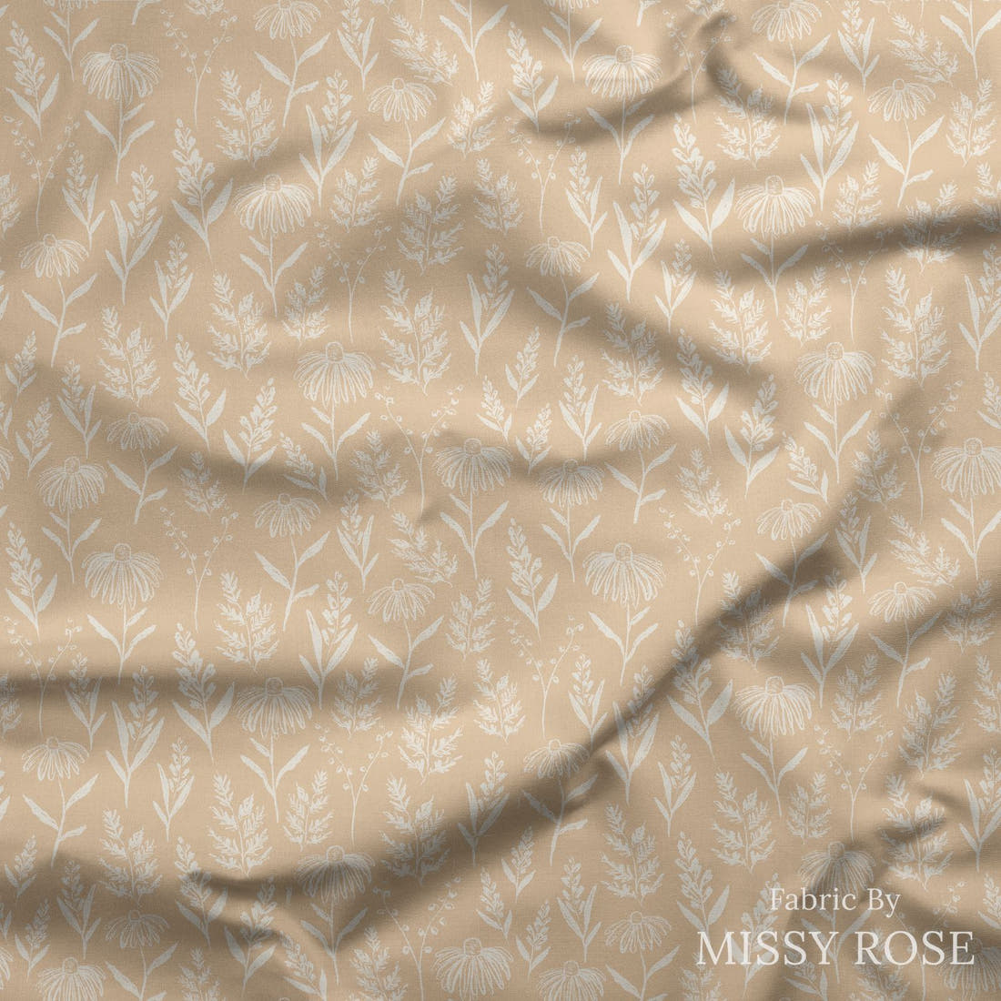 Indy Bloom Fabric Grandmas Garden Farm Fresh Blush 11 draped fabric mockup - custom printed fabric by the metre | Fabric by Missy Rose