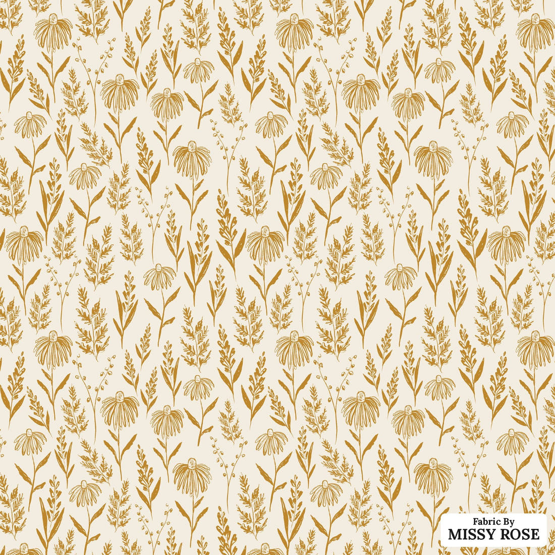 Indy Bloom Fabric Grandmas Garden Farm Fresh Golden 13 flat view of the printed design | Fabric by Missy Rose