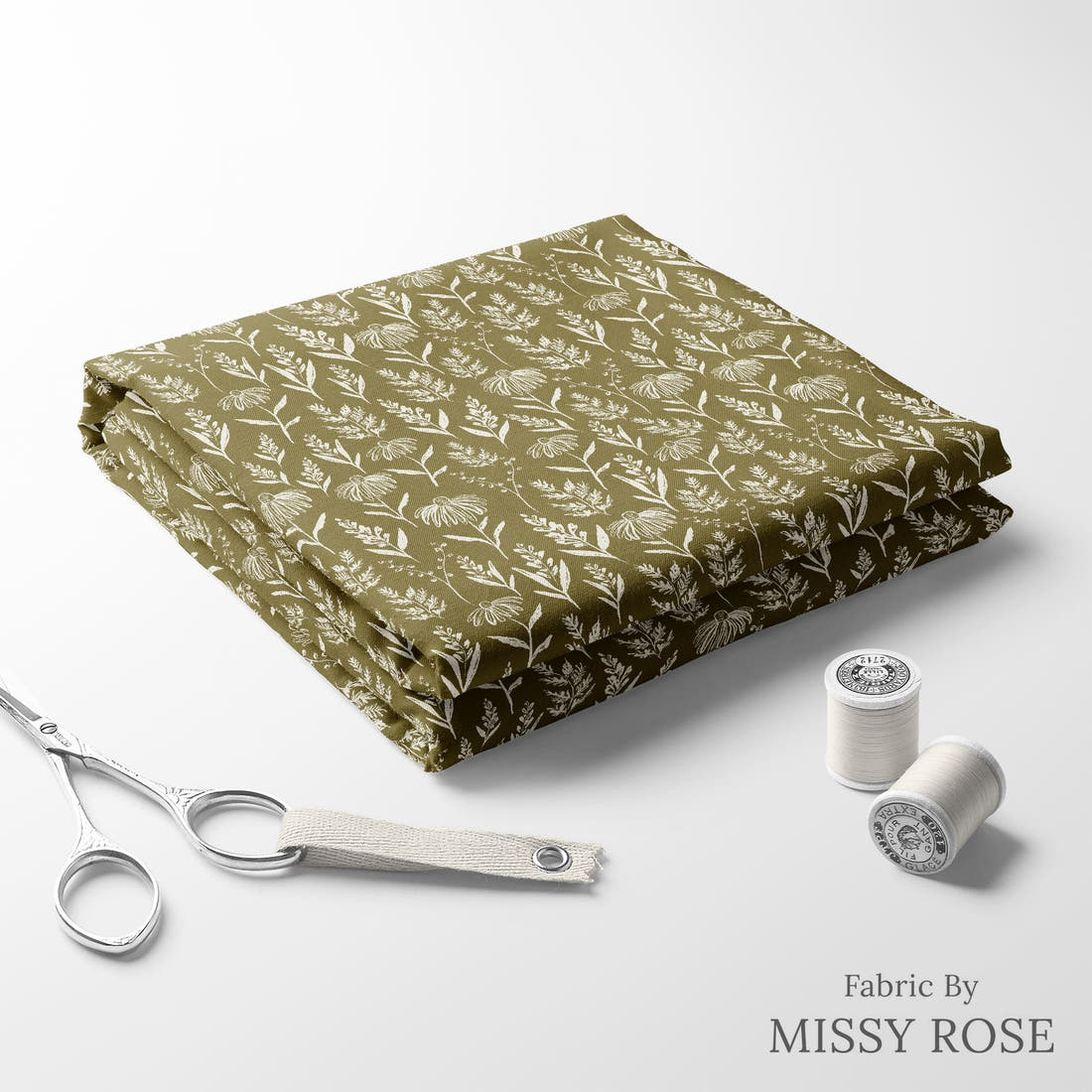 Indy Bloom Fabric Grandmas Garden Farm Fresh Olive 14 folded fabric stack with matching thread - pre-order fabric Australia | Fabric by Missy Rose