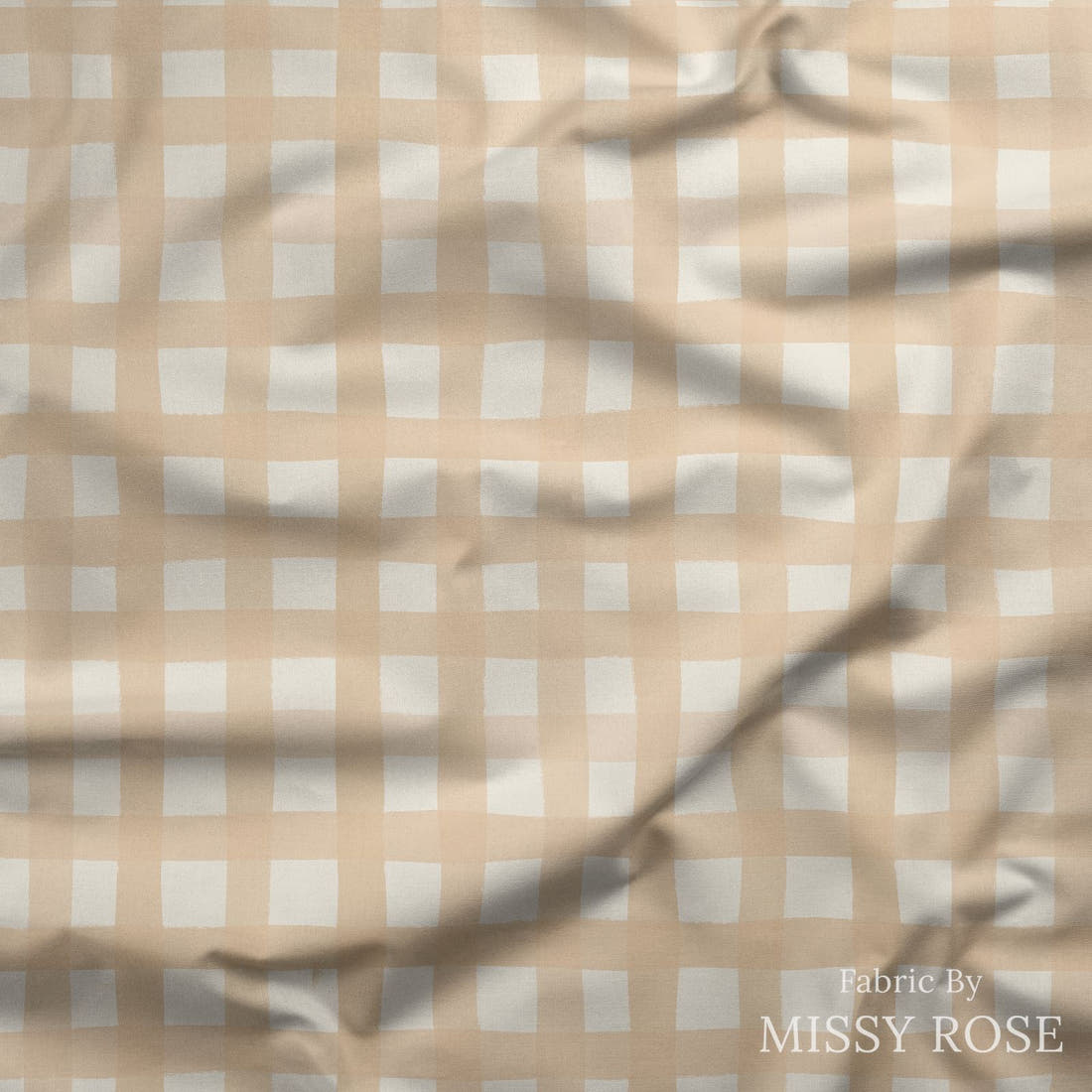Indy Bloom Fabric Grandmas Garden Gingham Blush 15 draped fabric mockup - custom printed fabric by the metre | Fabric by Missy Rose