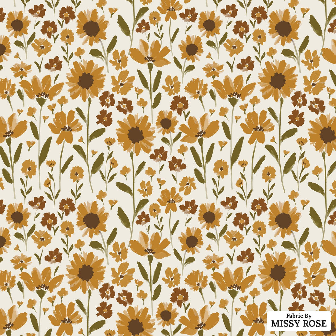 Indy Bloom Fabric Grandmas Garden Golden Garden 04 flat view of the printed design | Fabric by Missy Rose