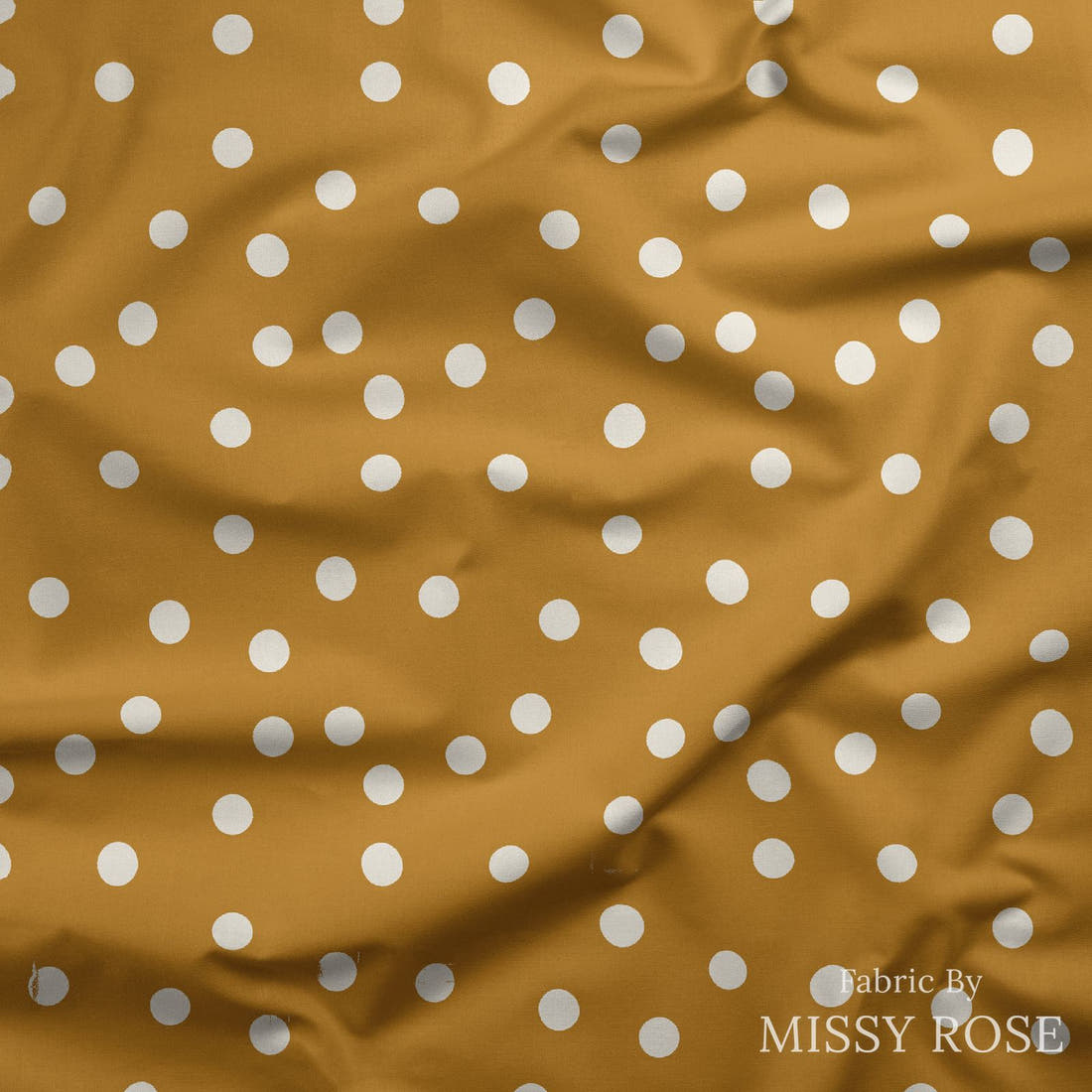 Indy Bloom Fabric Grandmas Garden Golden Polka 18 draped fabric mockup - custom printed fabric by the metre | Fabric by Missy Rose