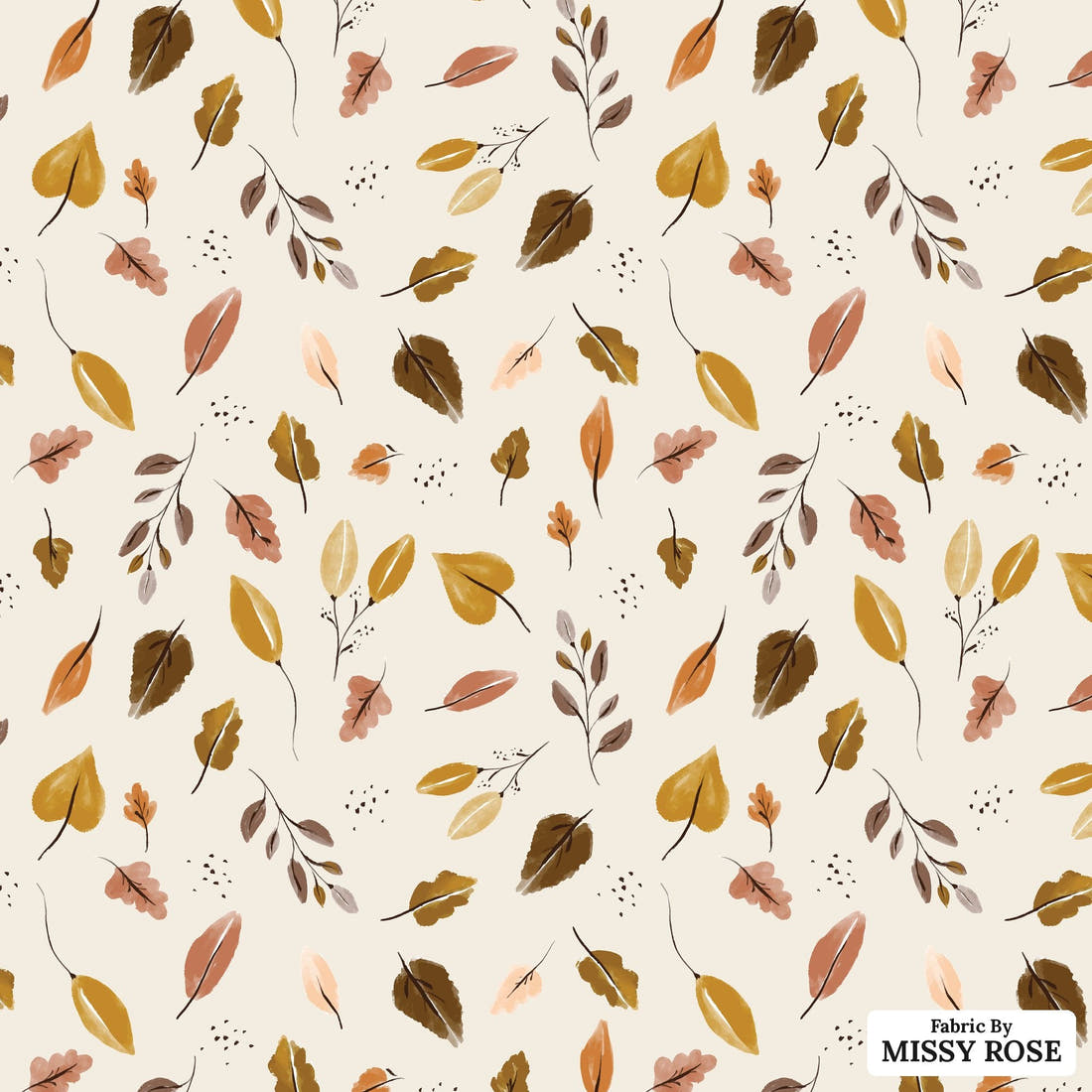 Indy Bloom Fabric Grandmas Garden Leaves Cream 06 flat view of the printed design | Fabric by Missy Rose