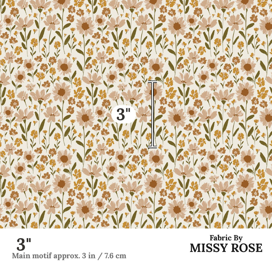 Indy Bloom Fabric Grandmas Garden Mauve in Blush 01 3 inch print scale guide | Fabric by Missy Rose