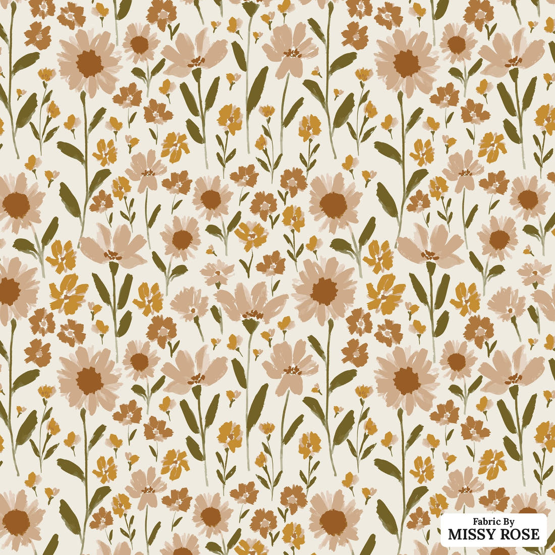 Indy Bloom Fabric Grandmas Garden Mauve in Blush 01 flat view of the printed design | Fabric by Missy Rose