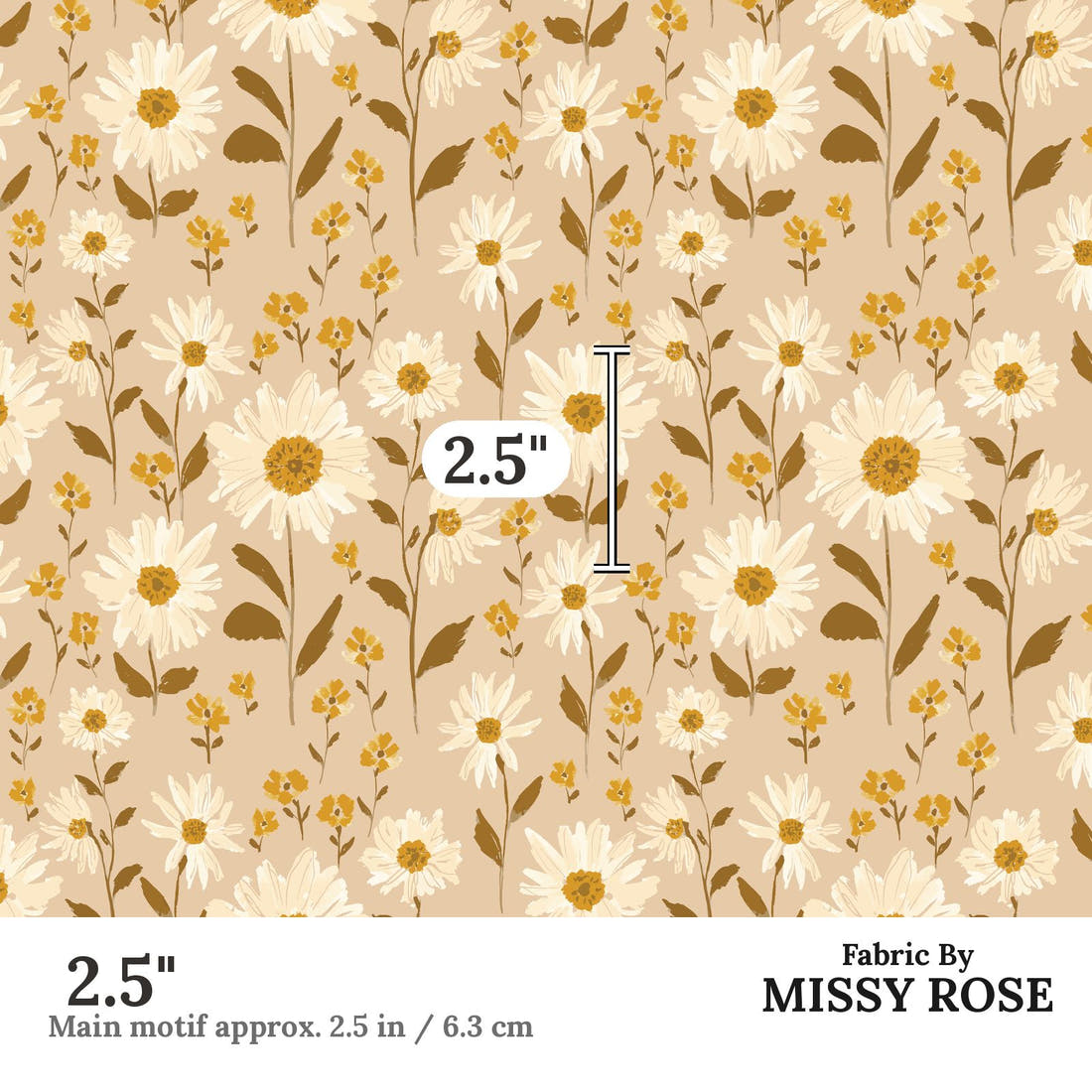 Indy Bloom Fabric Grandmas Garden Mavy 03 2.5 inch print scale guide | Fabric by Missy Rose
