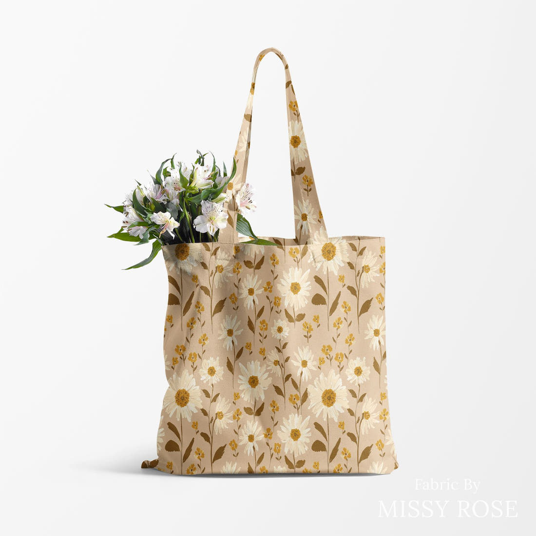 Indy Bloom Fabric Grandmas Garden Mavy 03 made up as a tote bag - custom printed fabric | Fabric by Missy Rose