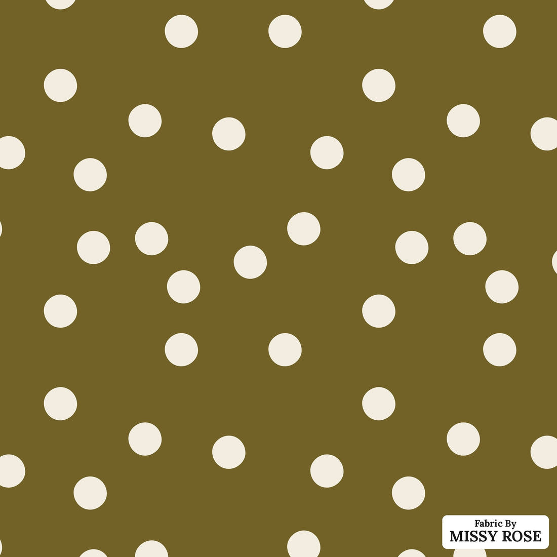 Indy Bloom Fabric Grandmas Garden Olive Polka 19 flat view of the printed design | Fabric by Missy Rose