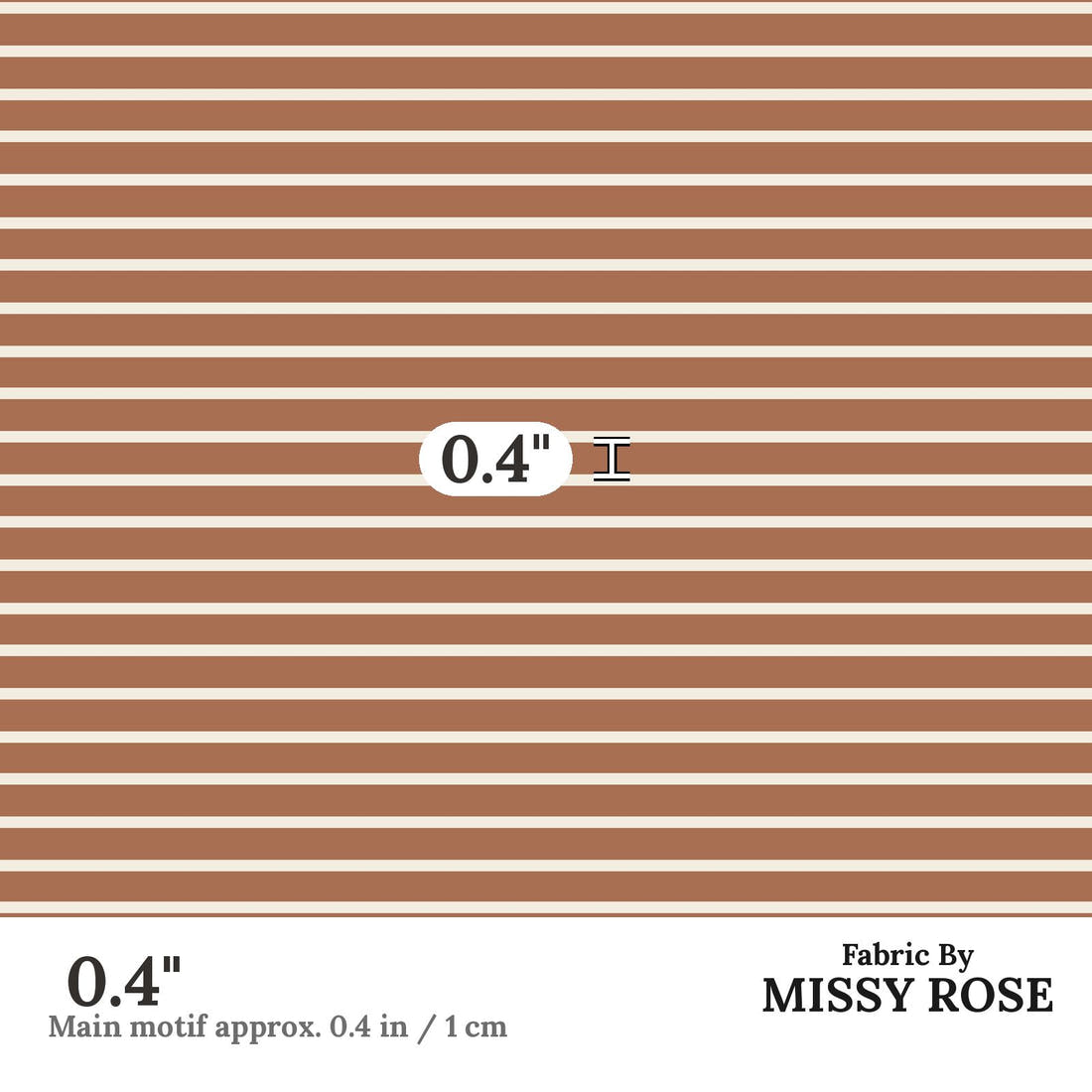 Indy Bloom Fabric Grandmas Garden Rust Stripe 23 0.4 inch print scale guide | Fabric by Missy Rose