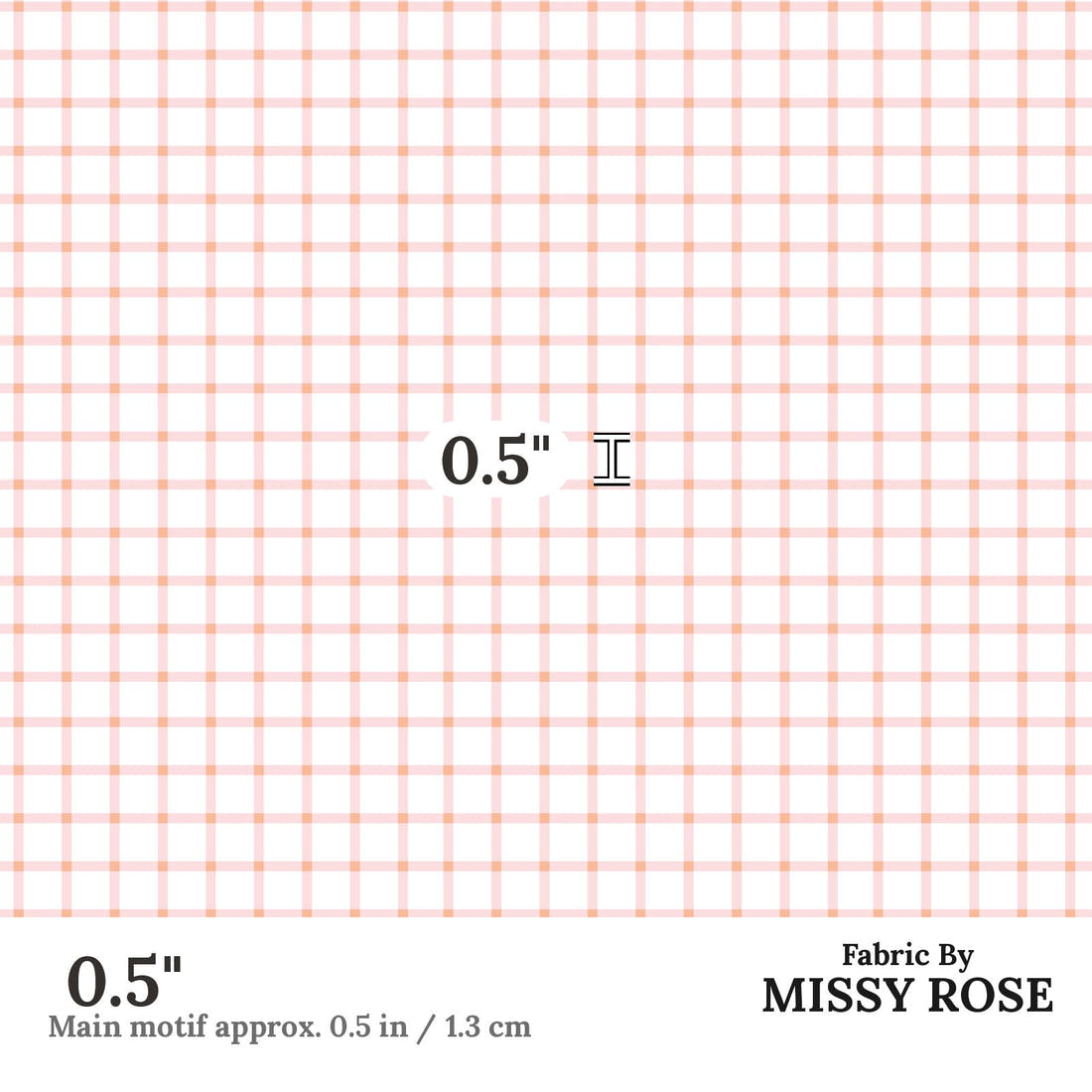 Indy Bloom Fabric Gumdrop Florals Pink Gingham 04 0.5 inch print scale guide | Fabric by Missy Rose