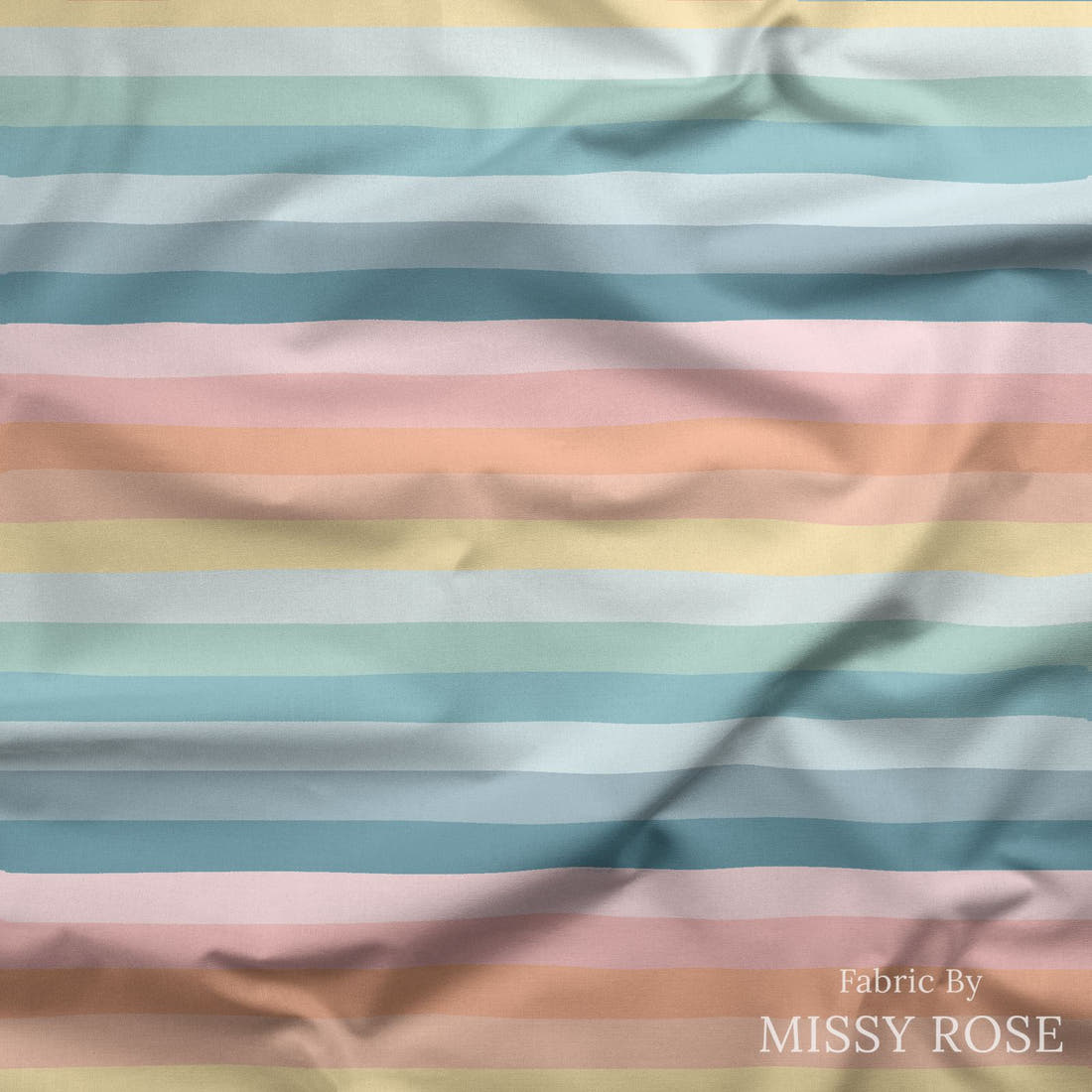 Indy Bloom Fabric Gumdrop Florals Rainbow Dream 02 draped fabric mockup - custom printed fabric by the metre | Fabric by Missy Rose