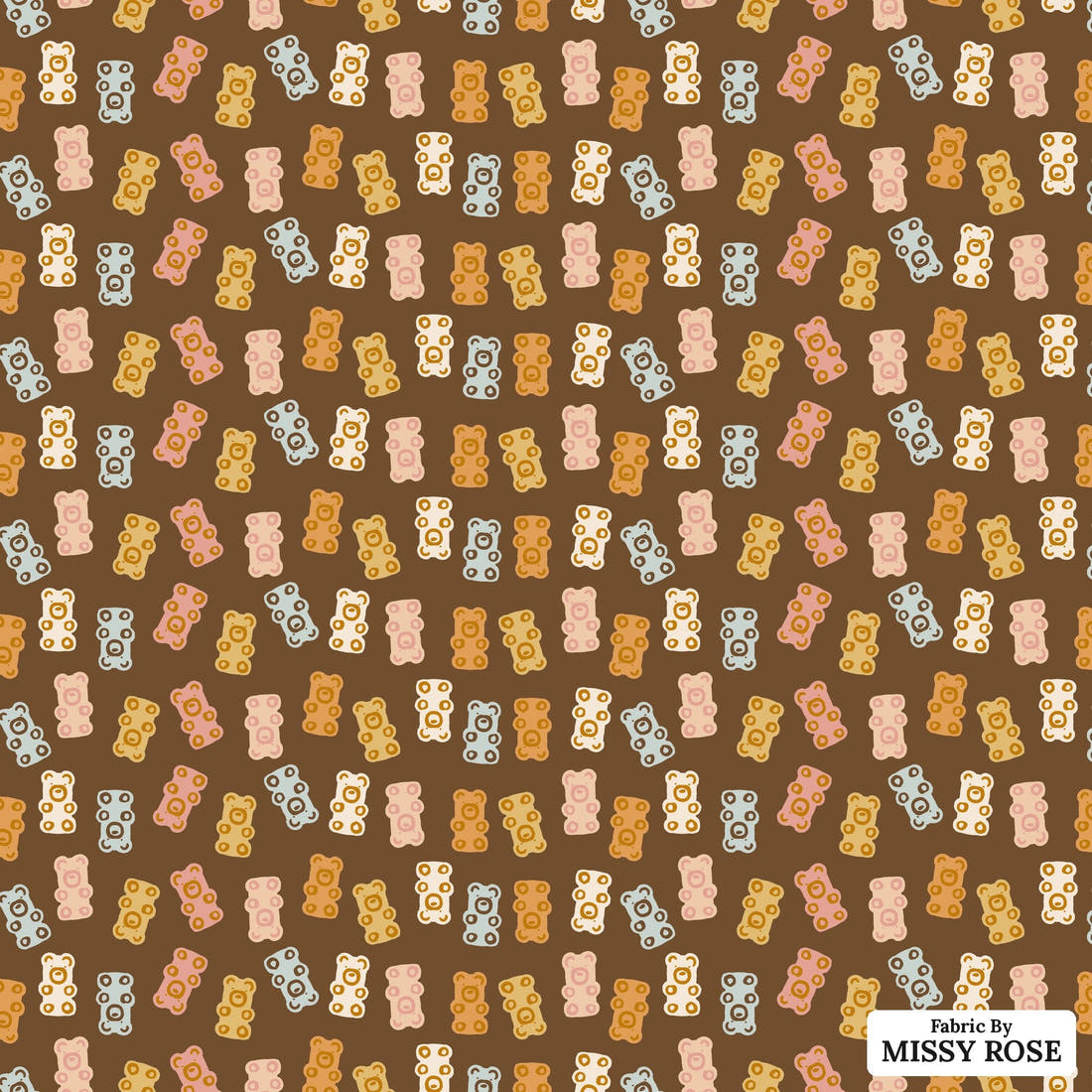 Indy Bloom Fabric Hocus Pocus Bears Chocolate 12 flat view of the printed design | Fabric by Missy Rose