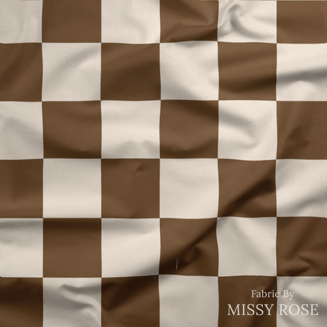 Indy Bloom Fabric Hocus Pocus Checks in Chocolate 14 draped fabric mockup - custom printed fabric by the metre | Fabric by Missy Rose
