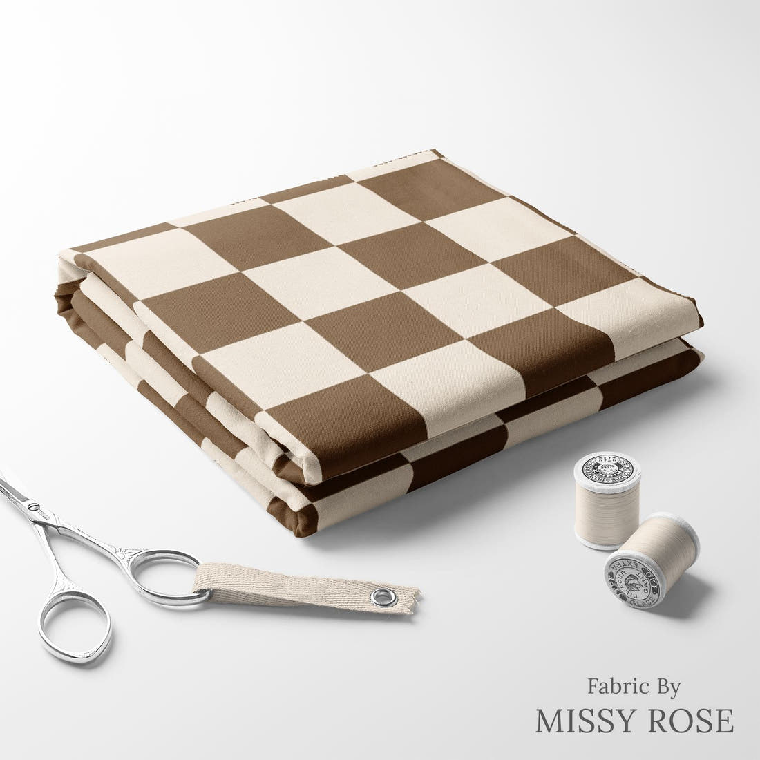Indy Bloom Fabric Hocus Pocus Checks in Chocolate 14 folded fabric stack with matching thread - pre-order fabric Australia | Fabric by Missy Rose