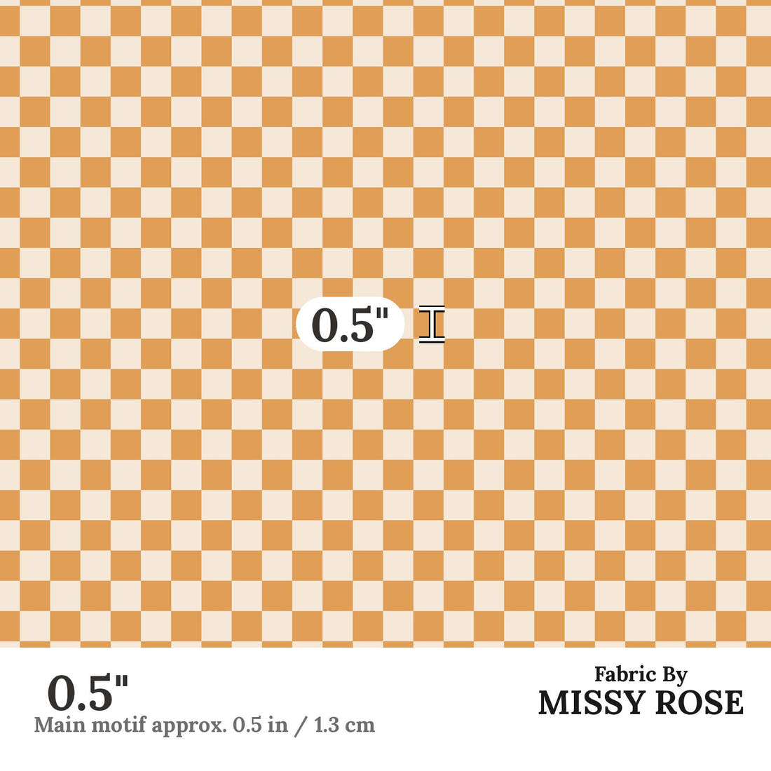 Indy Bloom Fabric Hocus Pocus Checks in Pumpkin 15 0.5 inch print scale guide | Fabric by Missy Rose