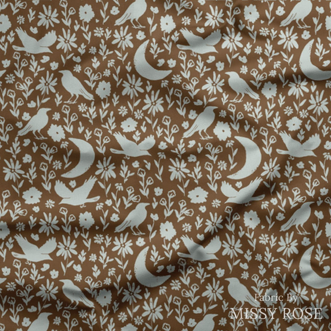 Indy Bloom Fabric Hocus Pocus Crop Field in Chocolate 09 draped fabric mockup - custom printed fabric by the metre | Fabric by Missy Rose