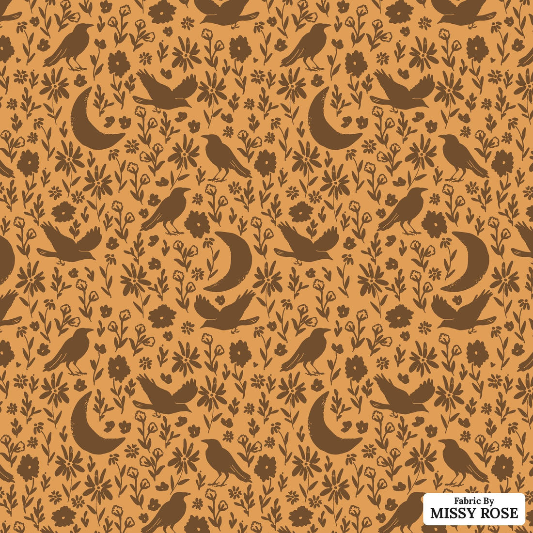 Indy Bloom Fabric Hocus Pocus Crop field in Pumpkin 08 flat view of the printed design | Fabric by Missy Rose