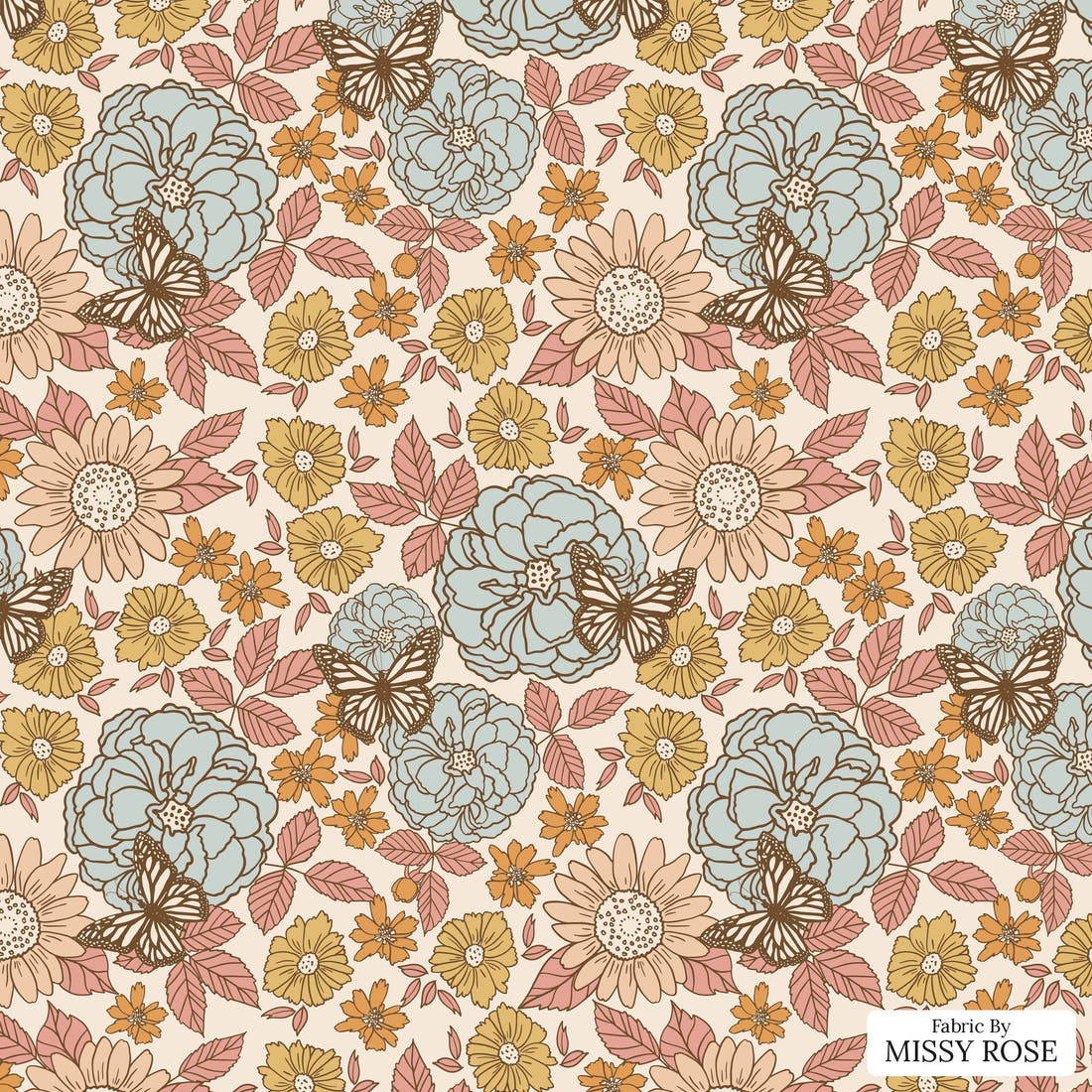 Indy Bloom Fabric Hocus Pocus Golden Girl 02 flat view of the printed design | Fabric by Missy Rose