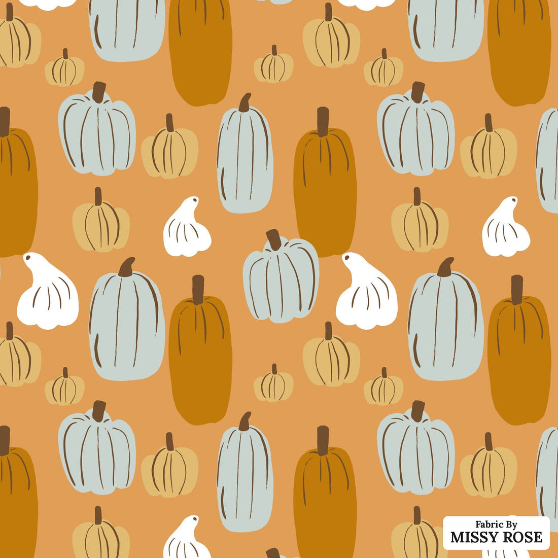 Indy Bloom Fabric Hocus Pocus Patch in Pumpkin 10 flat view of the printed design | Fabric by Missy Rose