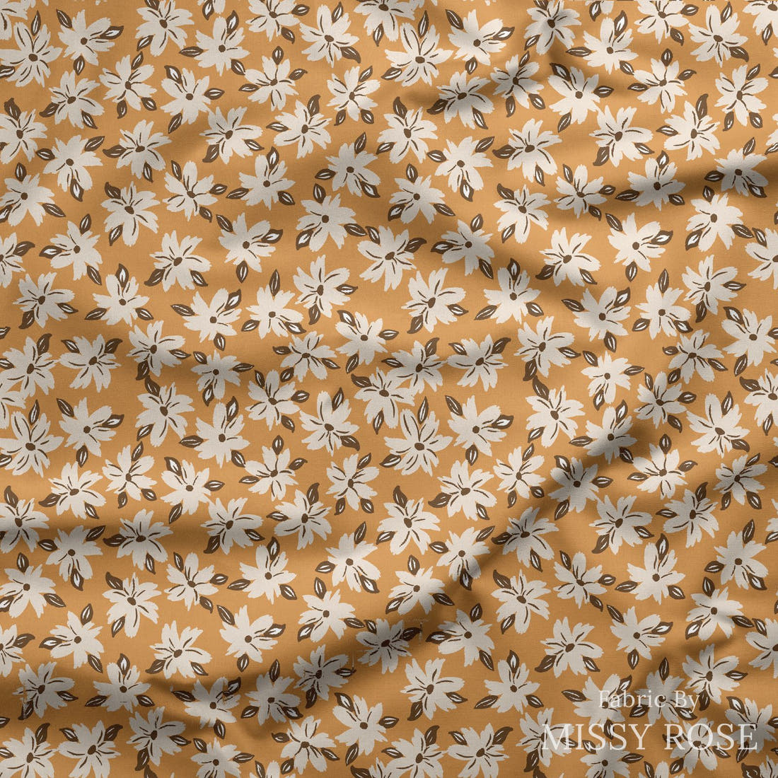 Indy Bloom Fabric Hocus Pocus Pumpkin Floral 03 draped fabric mockup - custom printed fabric by the metre | Fabric by Missy Rose