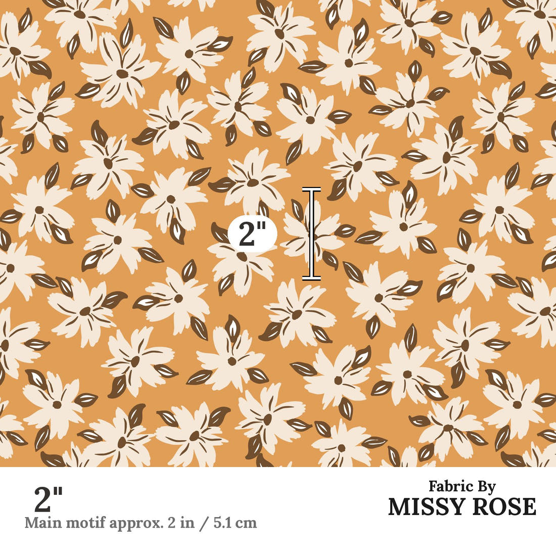 Indy Bloom Fabric Hocus Pocus Pumpkin Floral 03 2 inch print scale guide | Fabric by Missy Rose